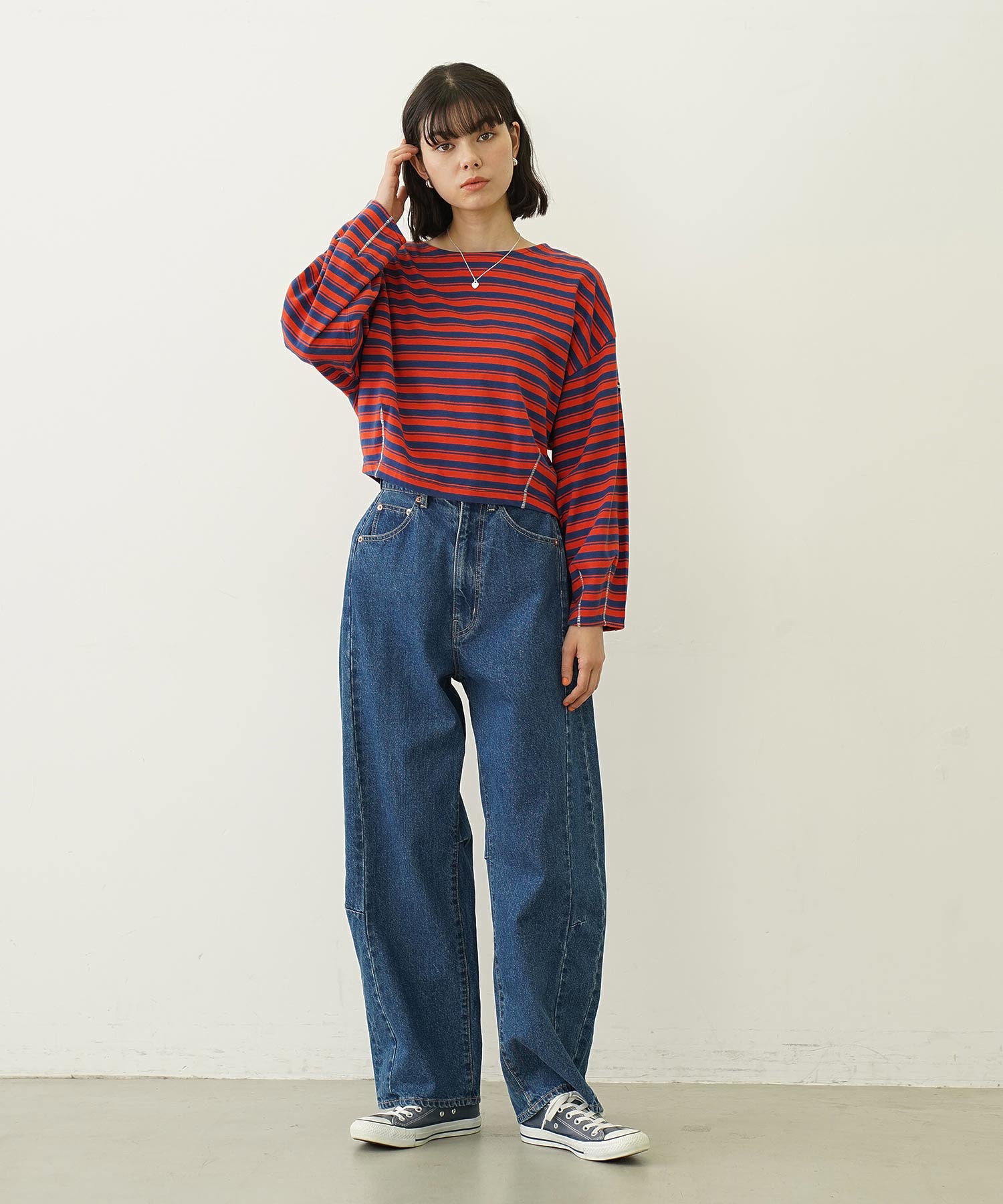 TUCK STRIPE L/S TOP