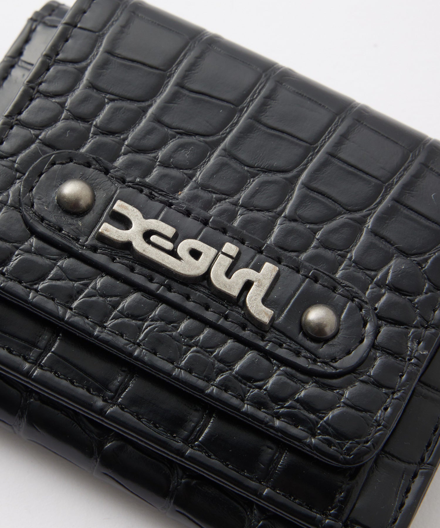 MILLS LOGO FAUX CROCO MINI WALLET