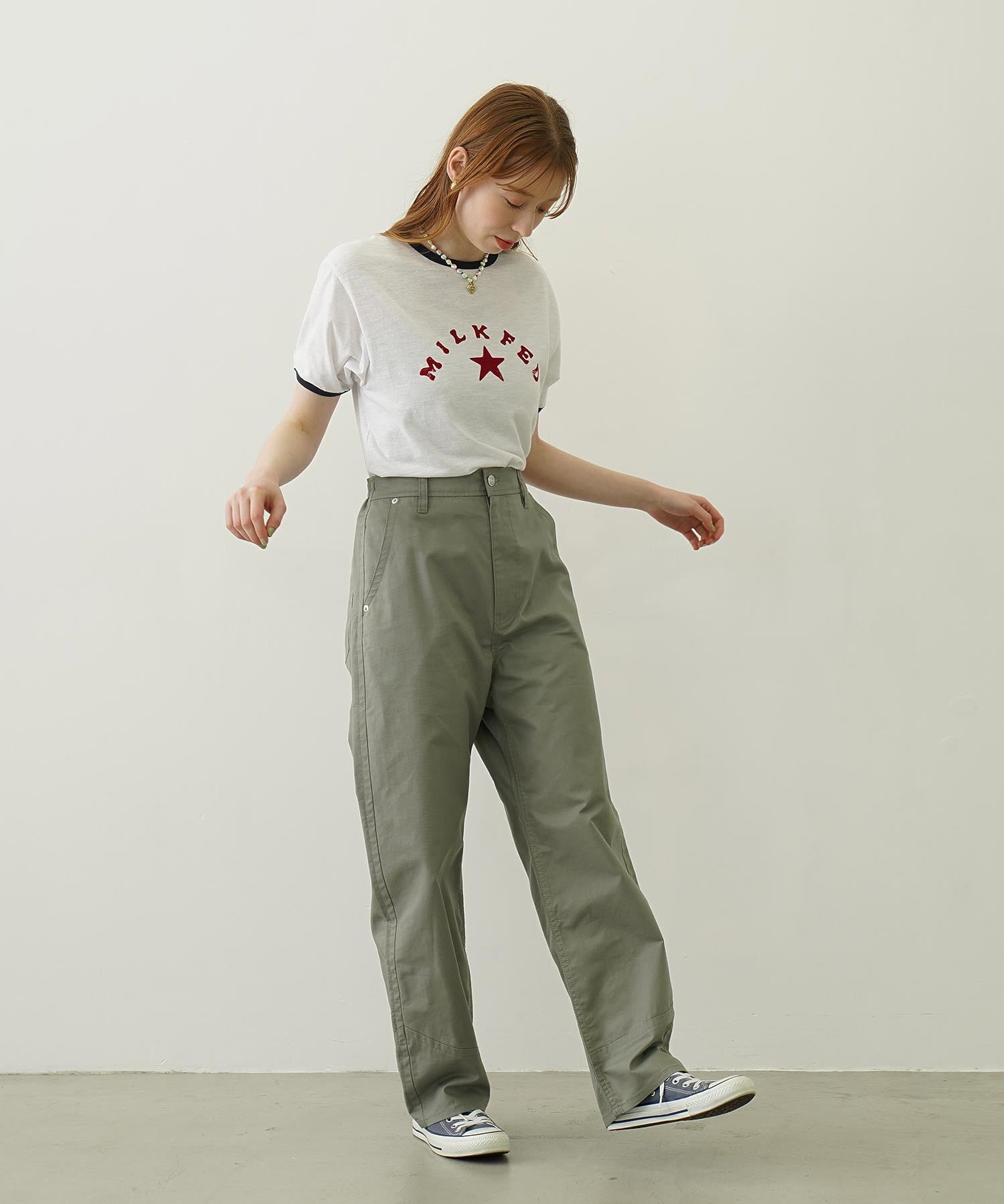 LOGO AND STAR FLOCKY PRINT RINGER TEE