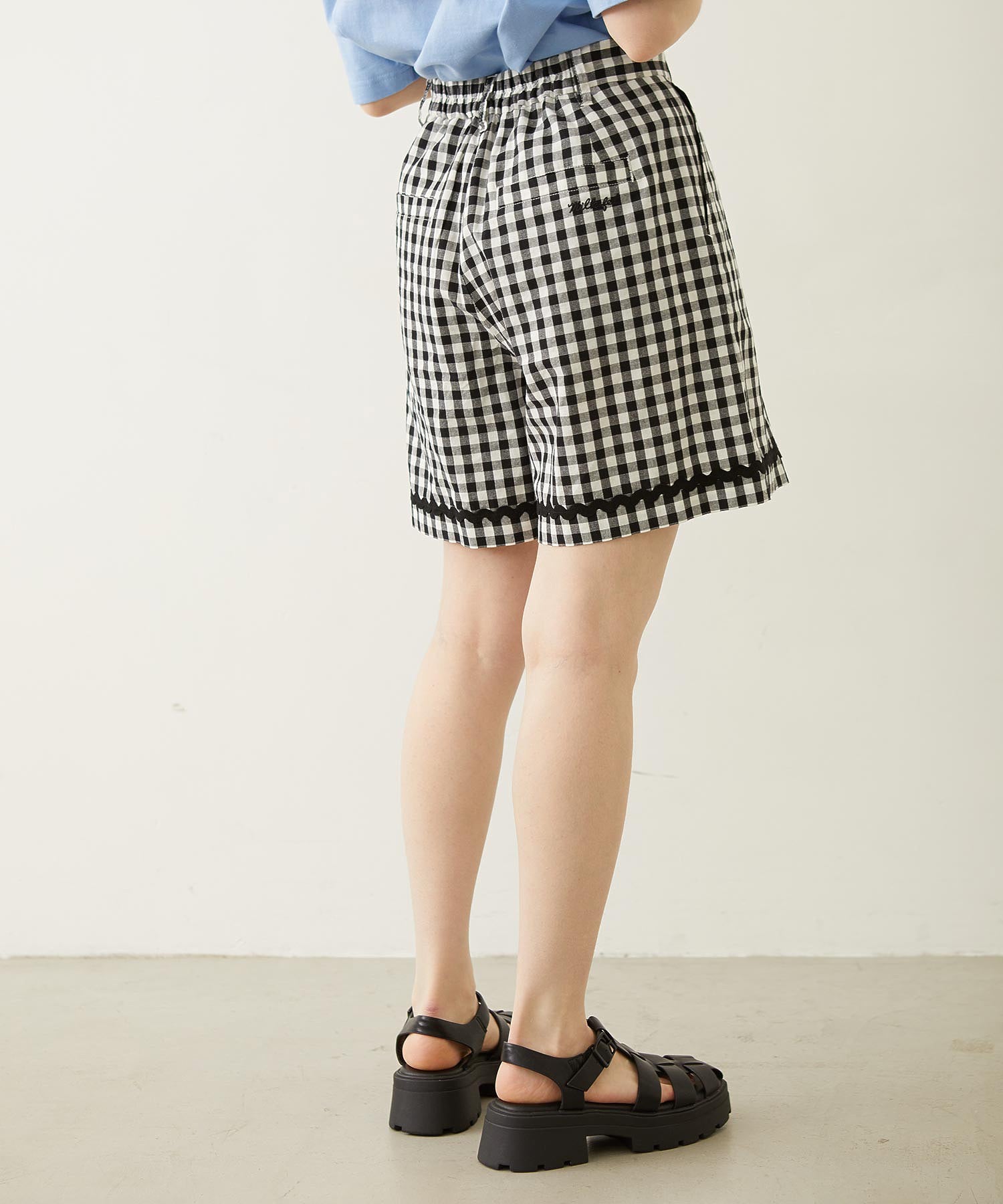 TRIMMED GINGHAM CHECK SHORTS