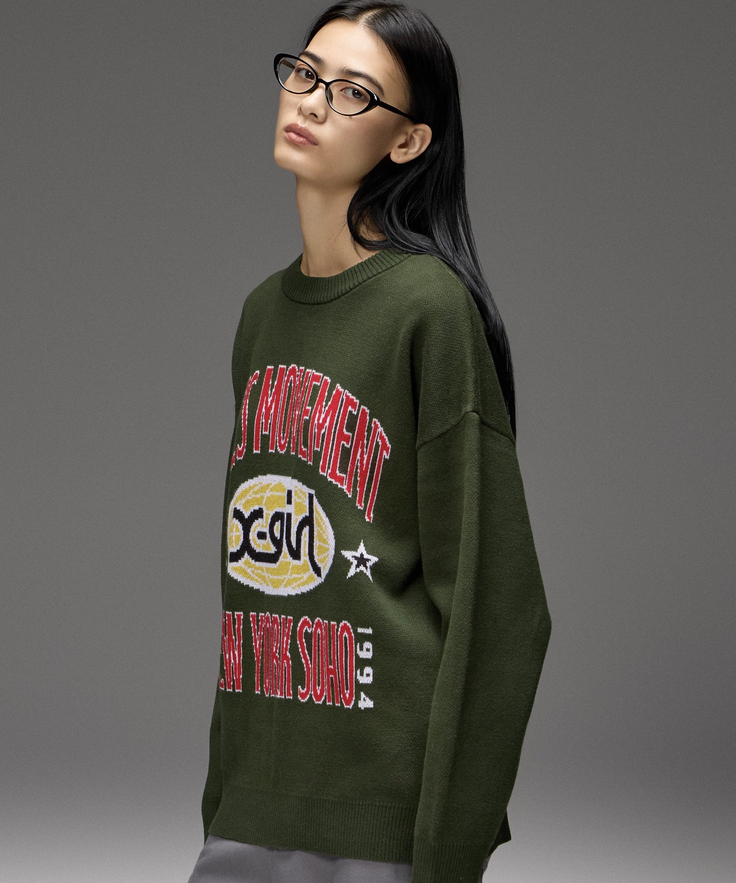 WORLD LOGO JACQUARD KNIT TOP