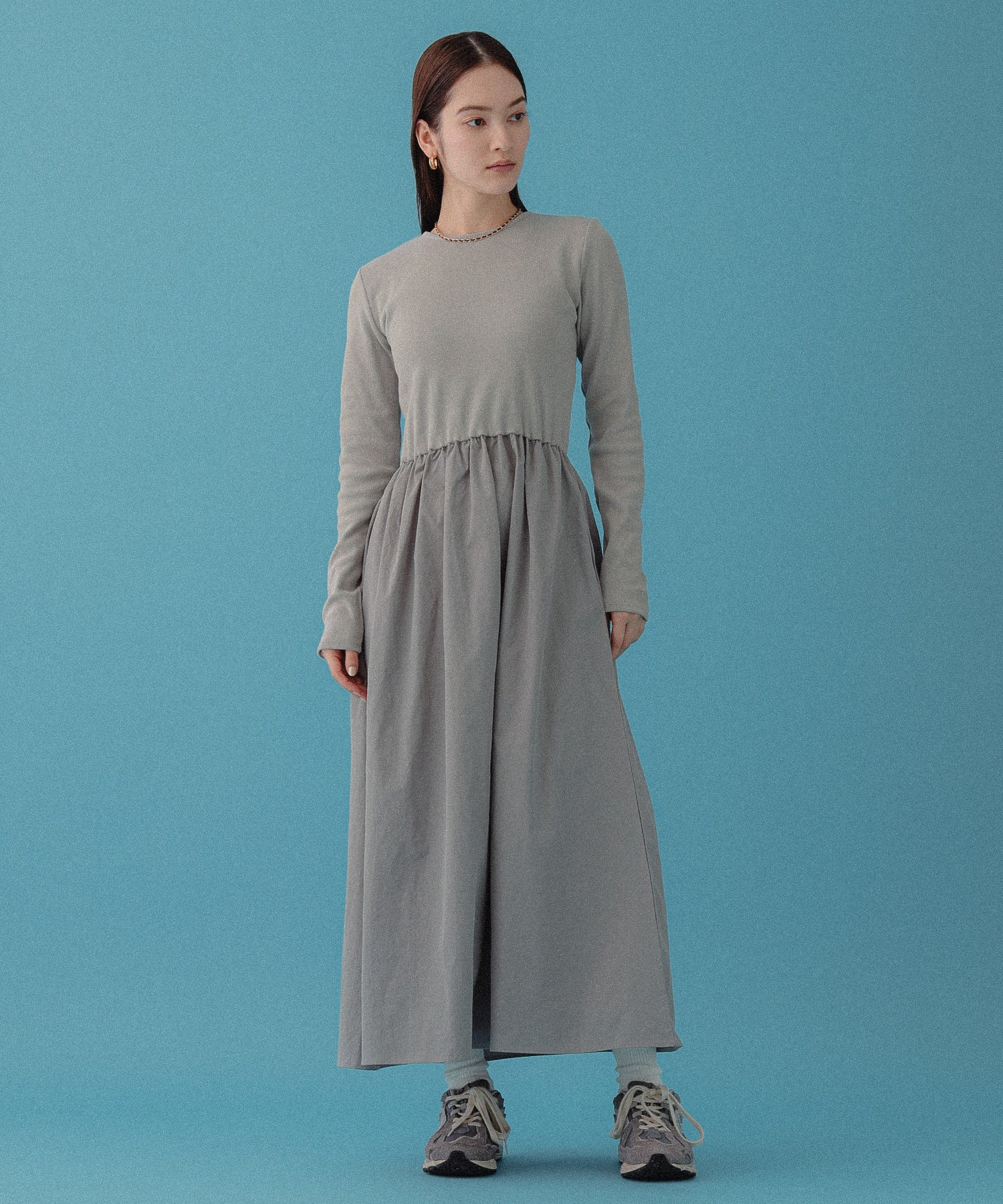 フェイクレザーミックスチェーンネックレス