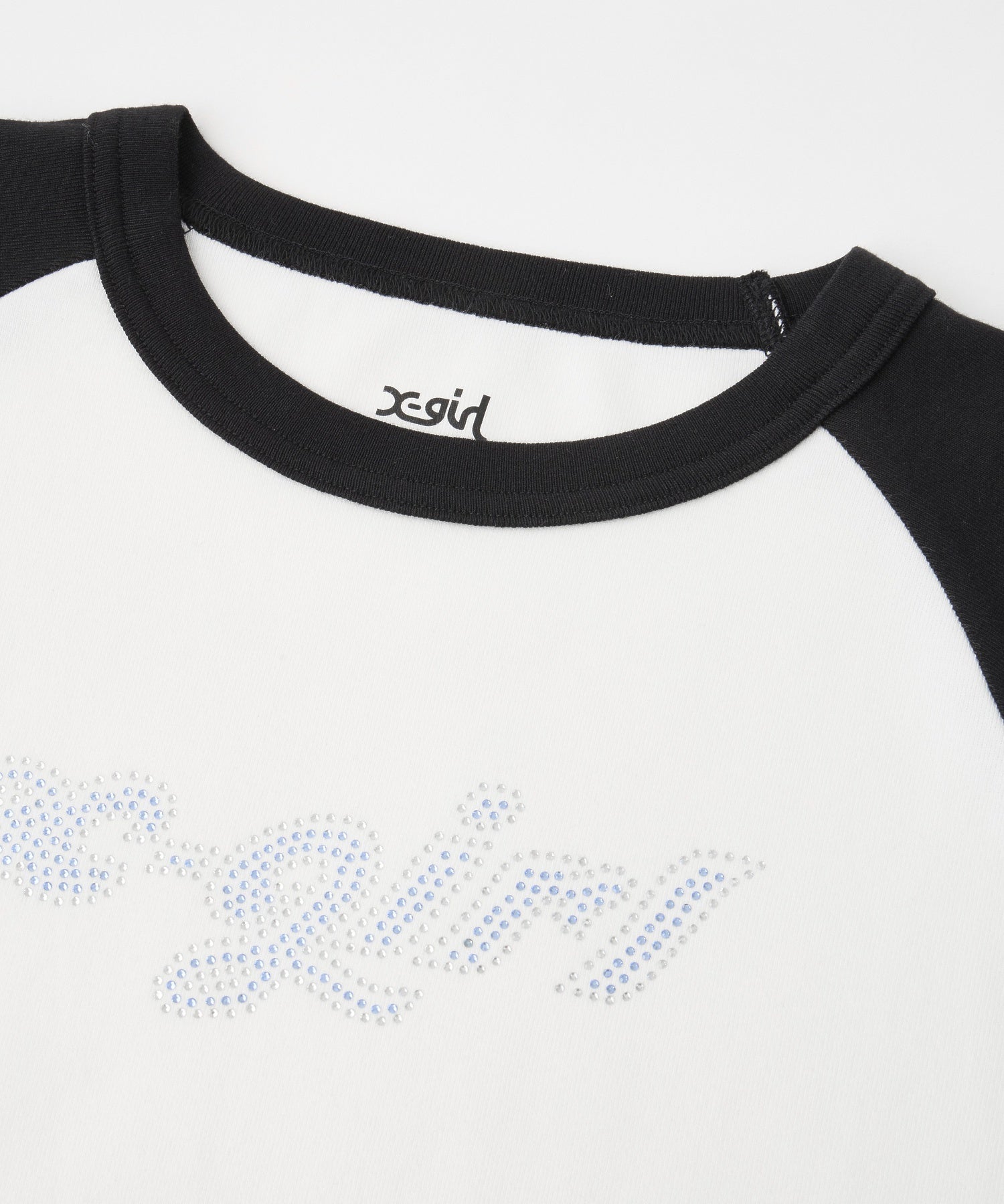 BI COLOR RHINESTONE LOGO RAGLAN L/S BABY TEE