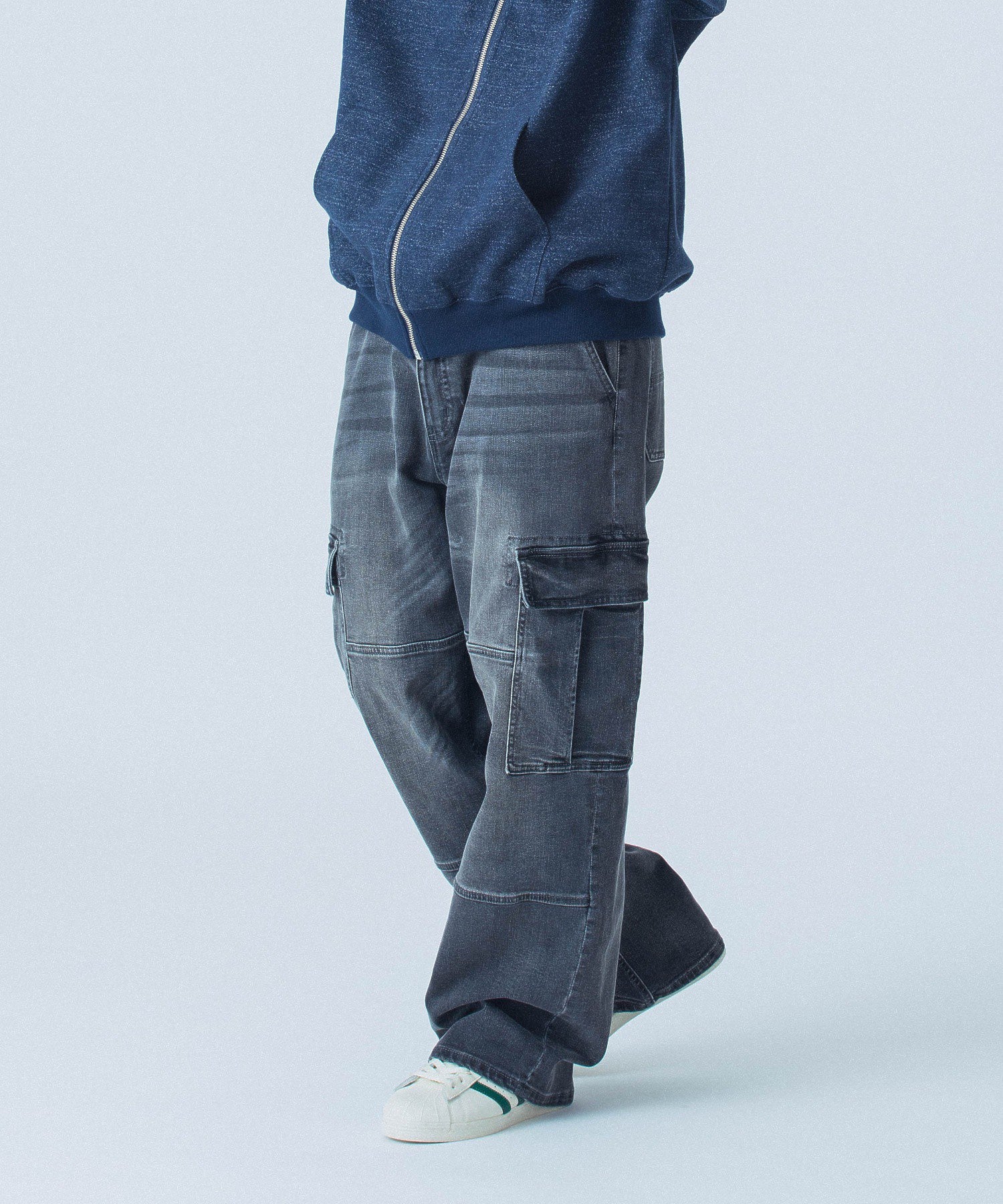 STRETCH DENIM CARGO PANTS