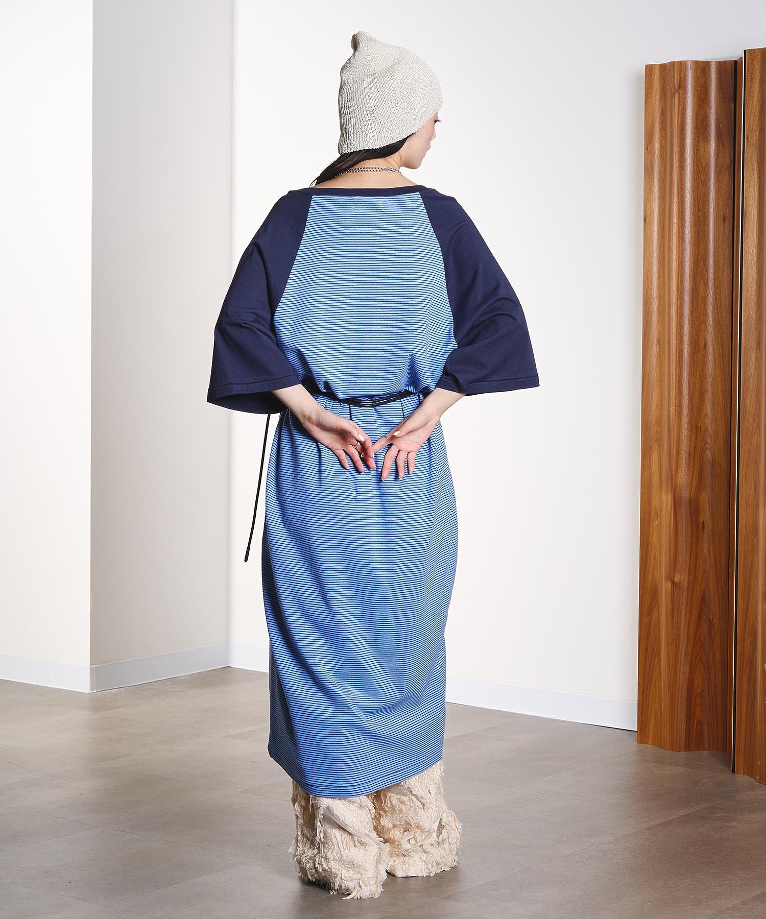 CREOLME/STRIPE RAGLAN DRESS