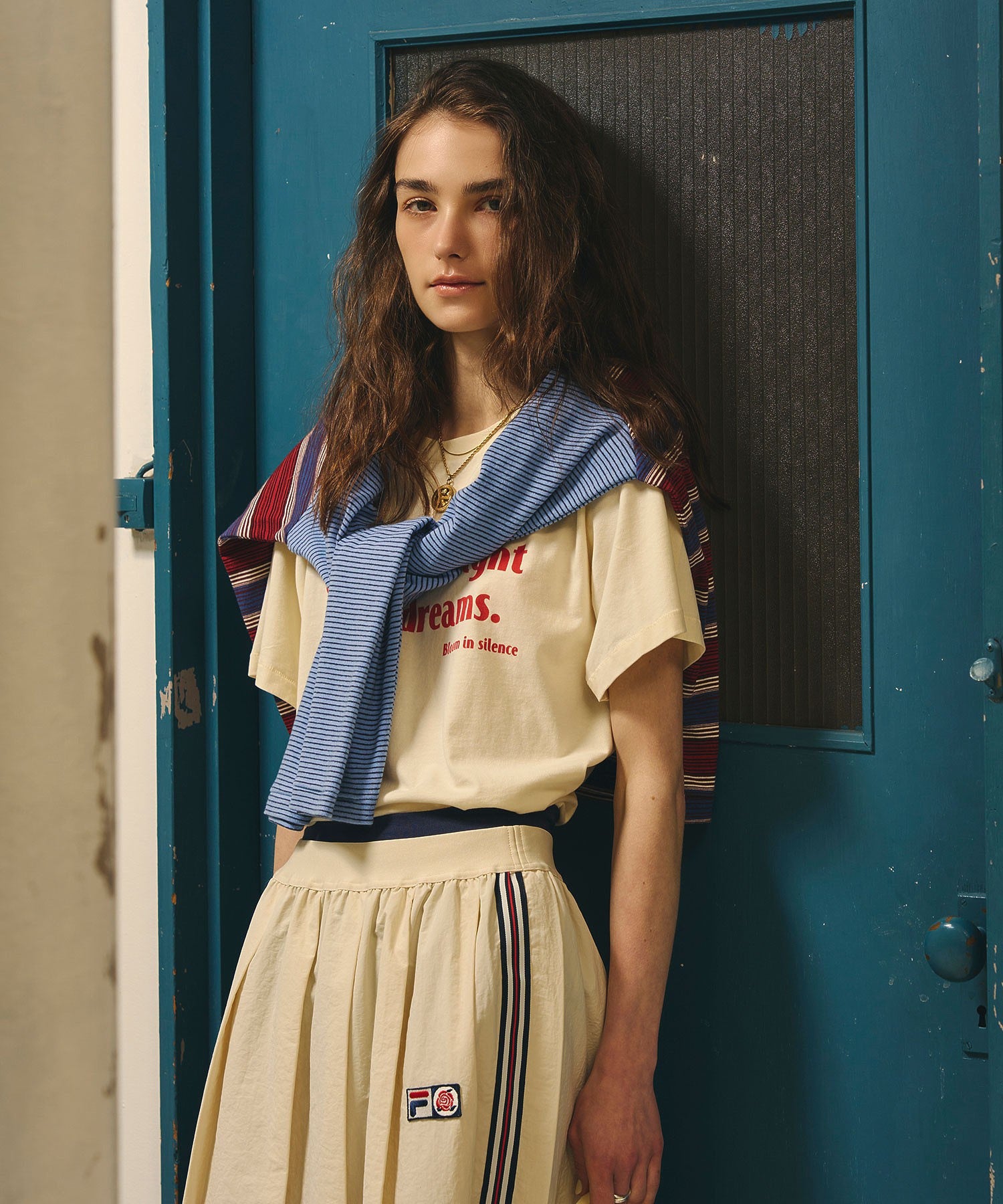 FILAⅹROSEBUD SIDE LINE PLEATED SKIRT