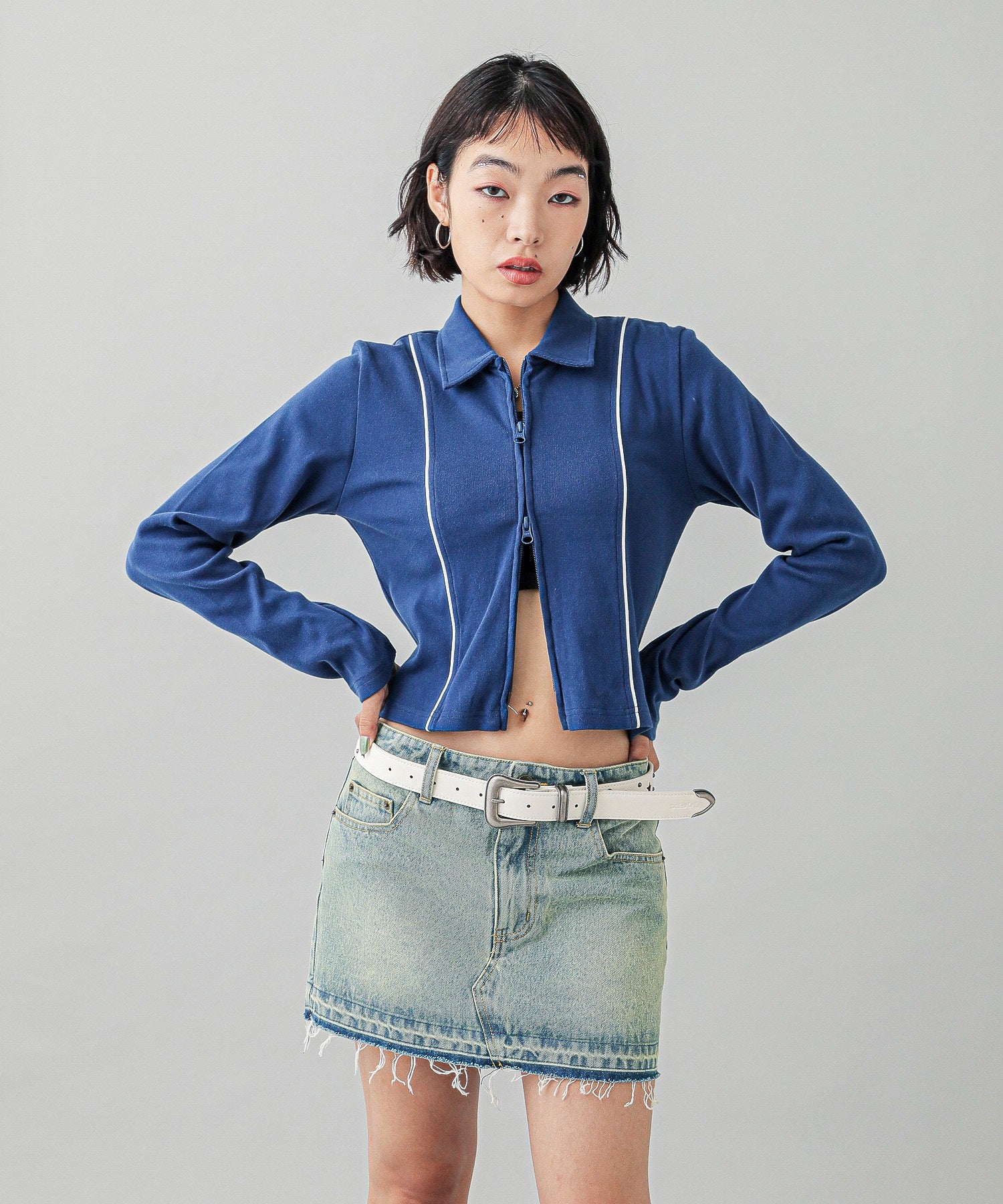 LOW RISE DENIM MINI SKIRT