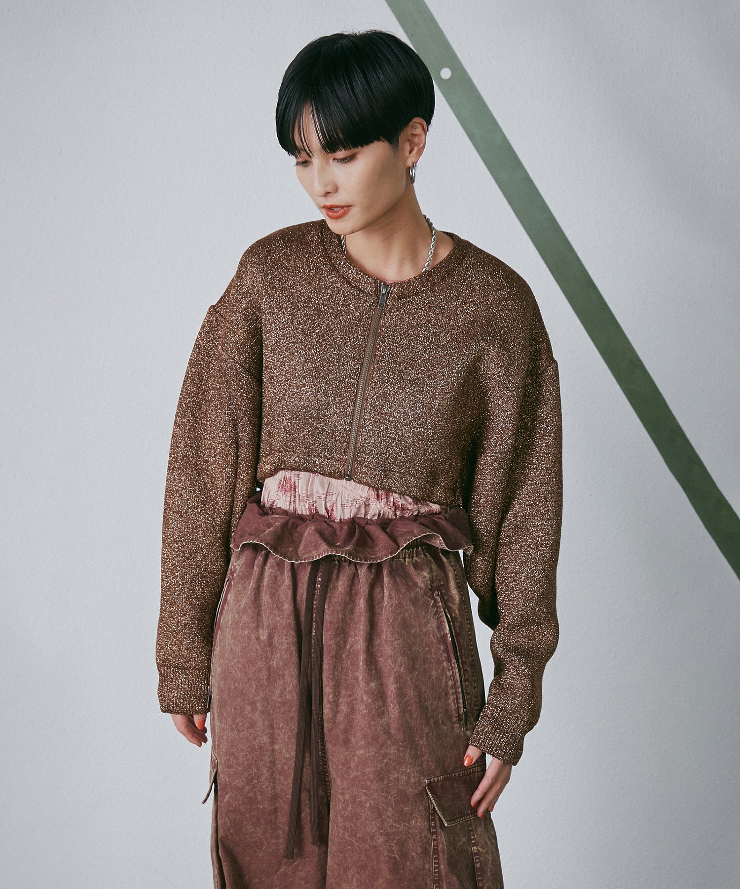 ラメニットブルゾン