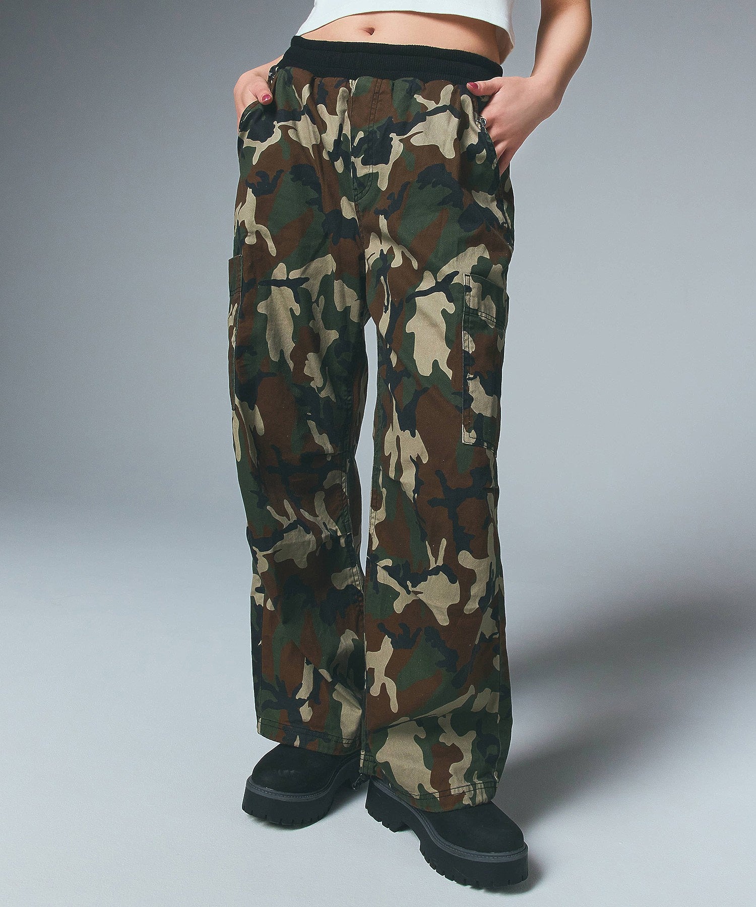 WAIST RIB EASY PANTS