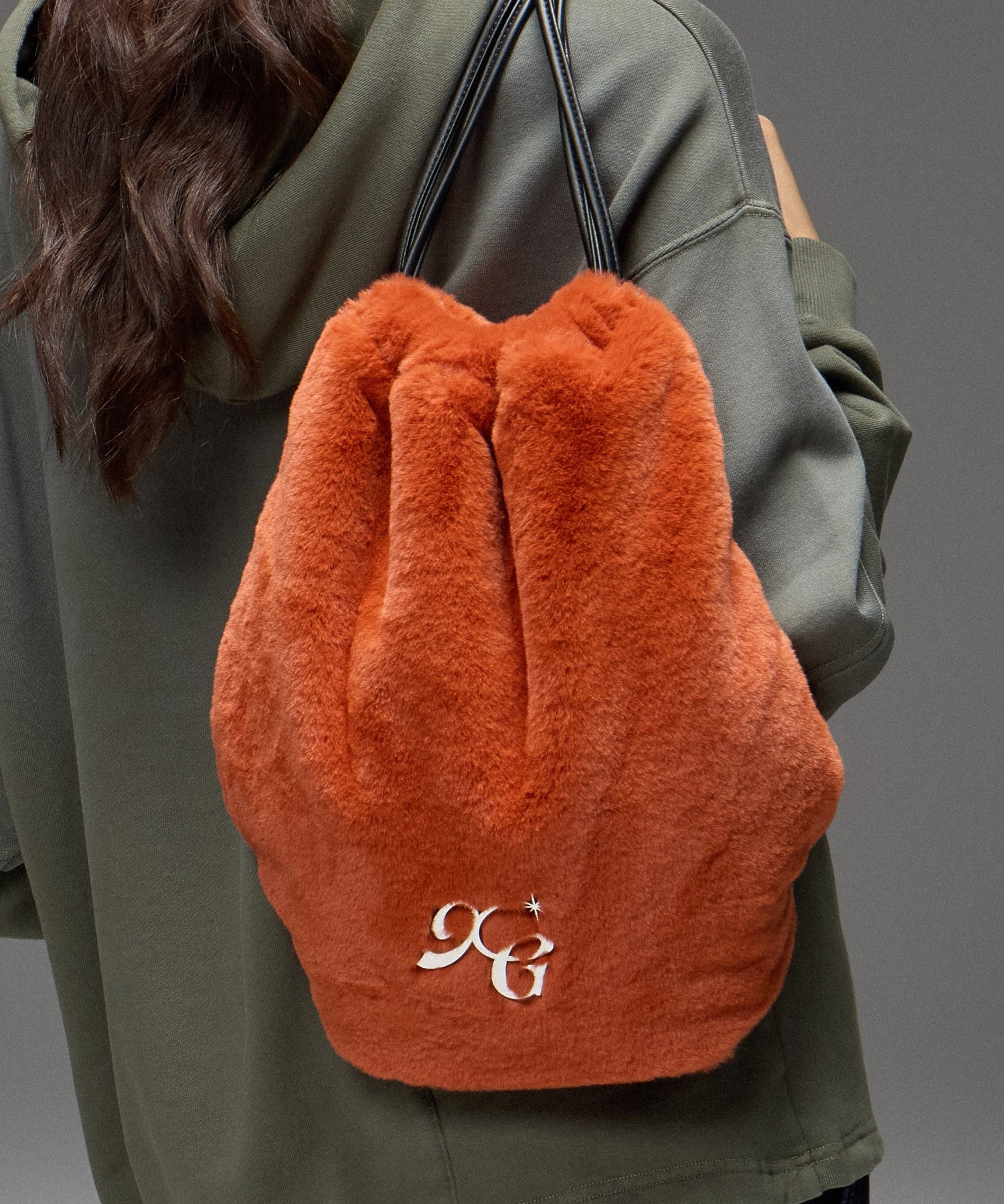 FAUX FUR METAL BUCKLE KNAPSACK