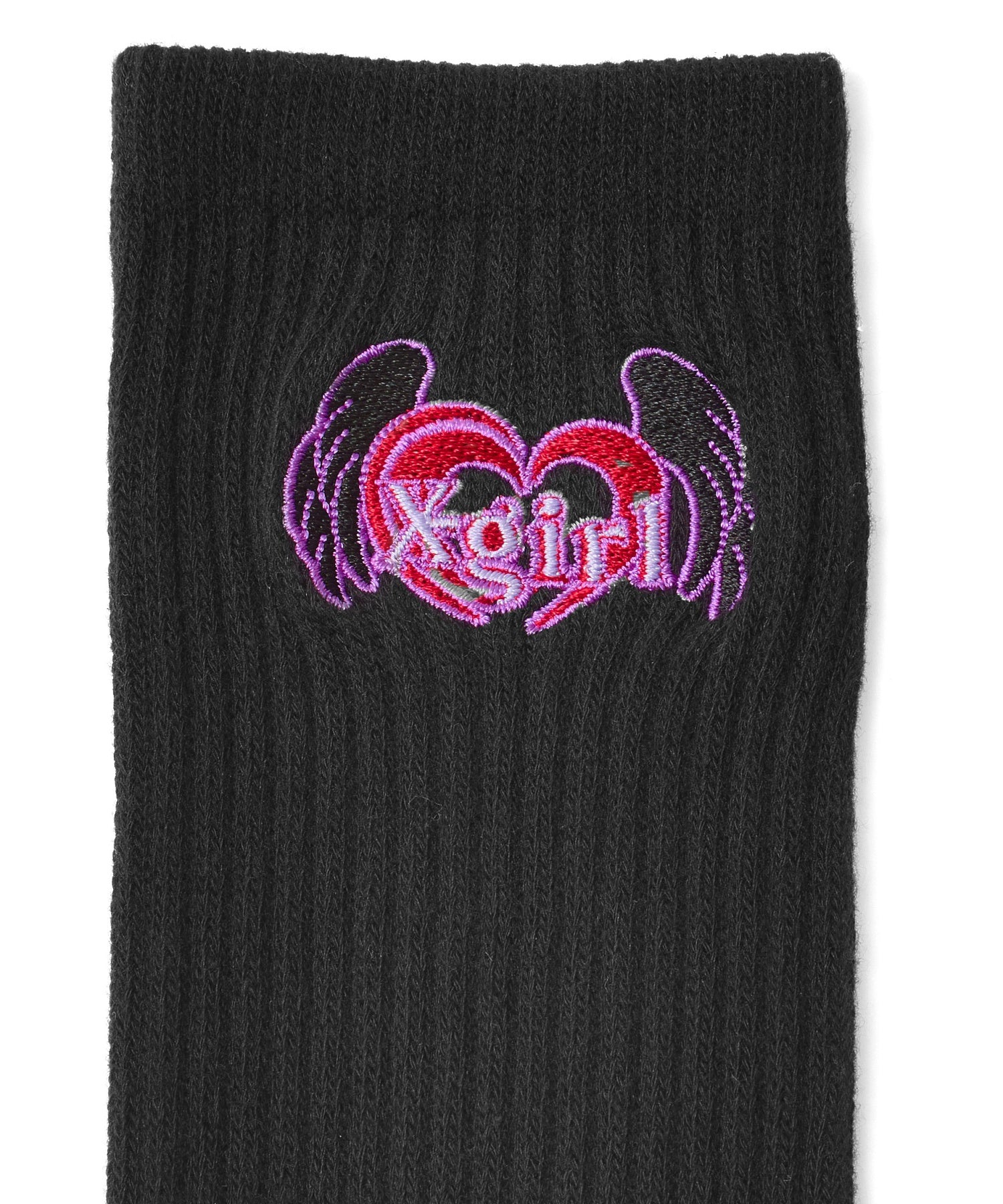 HEART AND WING EMBROIDERED SOCKS