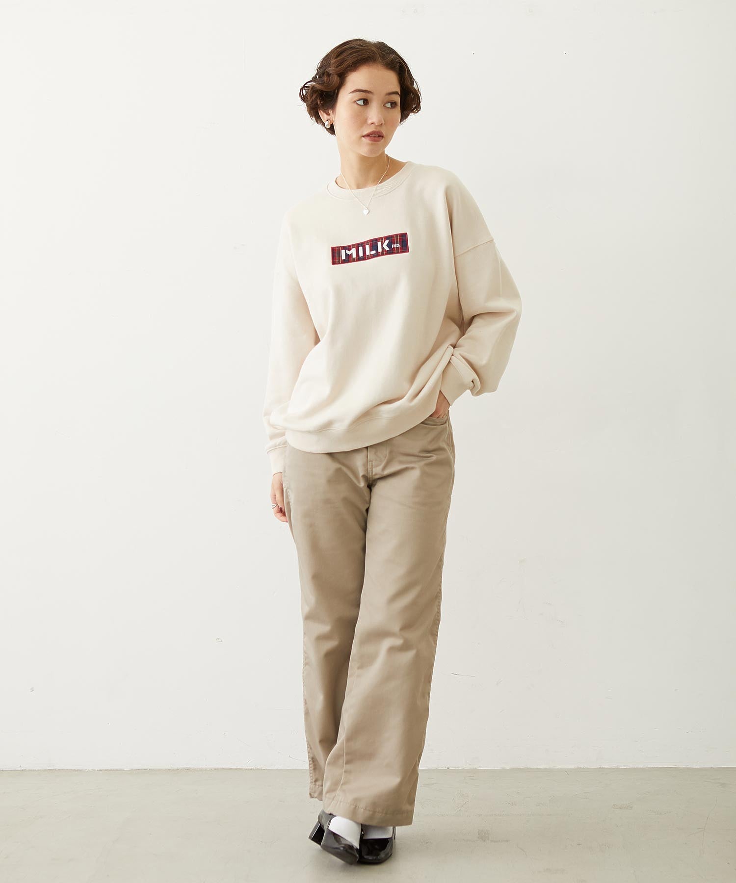 CHECKERED BAR LOGO SWEAT TOP
