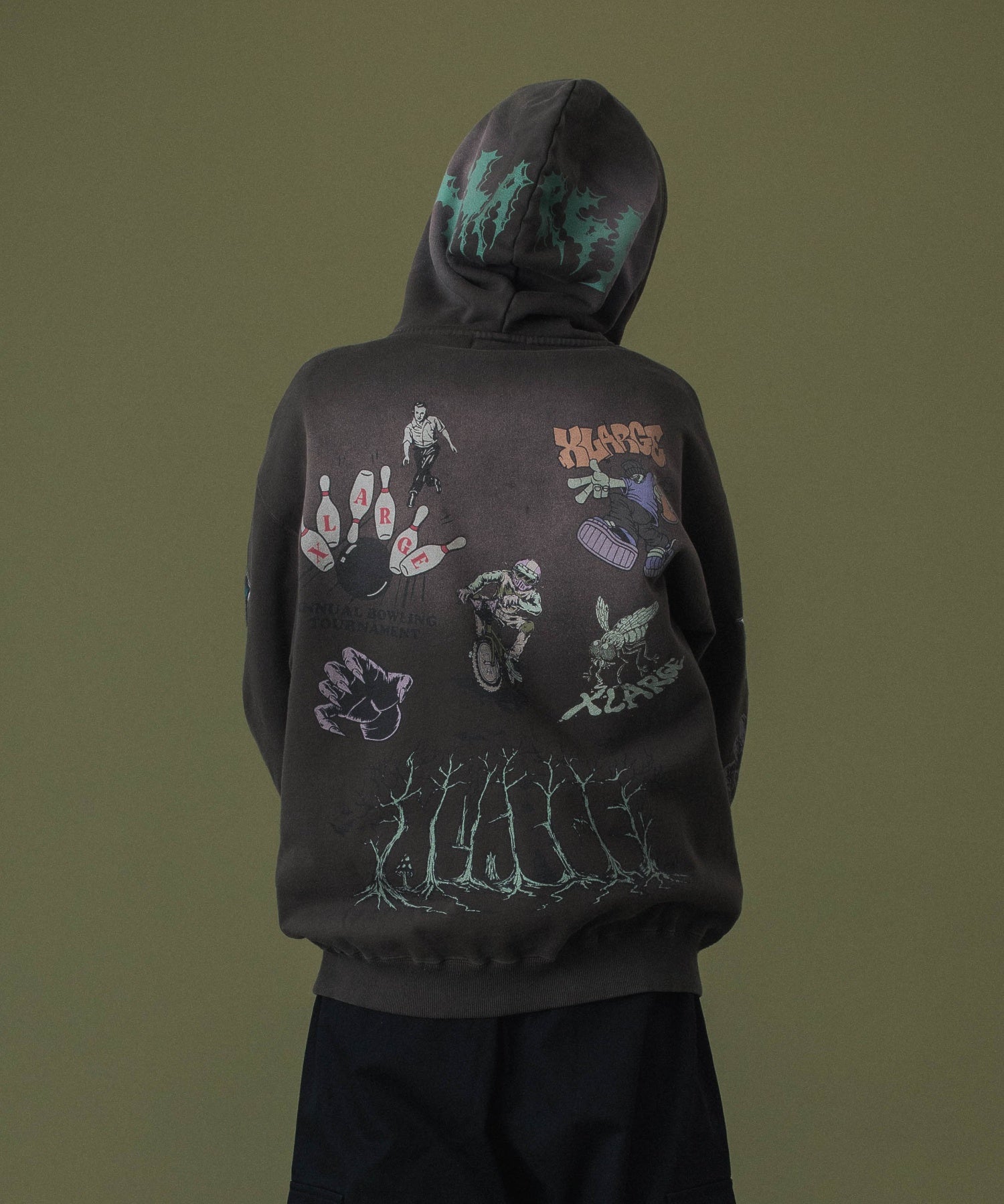 MULTI LOGO ZIP UP HOODED SWEATSHIRT