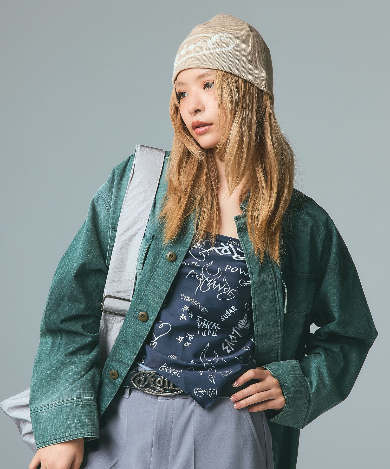 DIAGONAL OVAL LOGO JACQUARD BEANIE