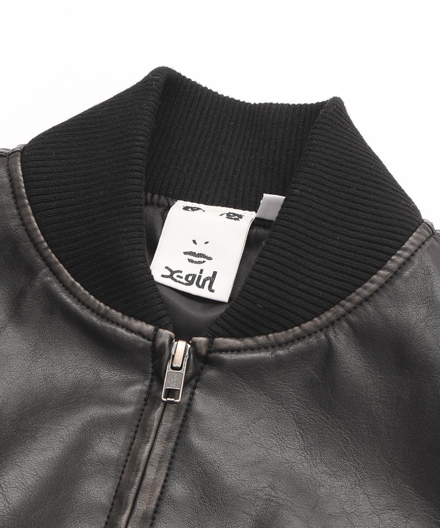 DISTRESSED FAUX LEATHER COMPACT BLOUSON