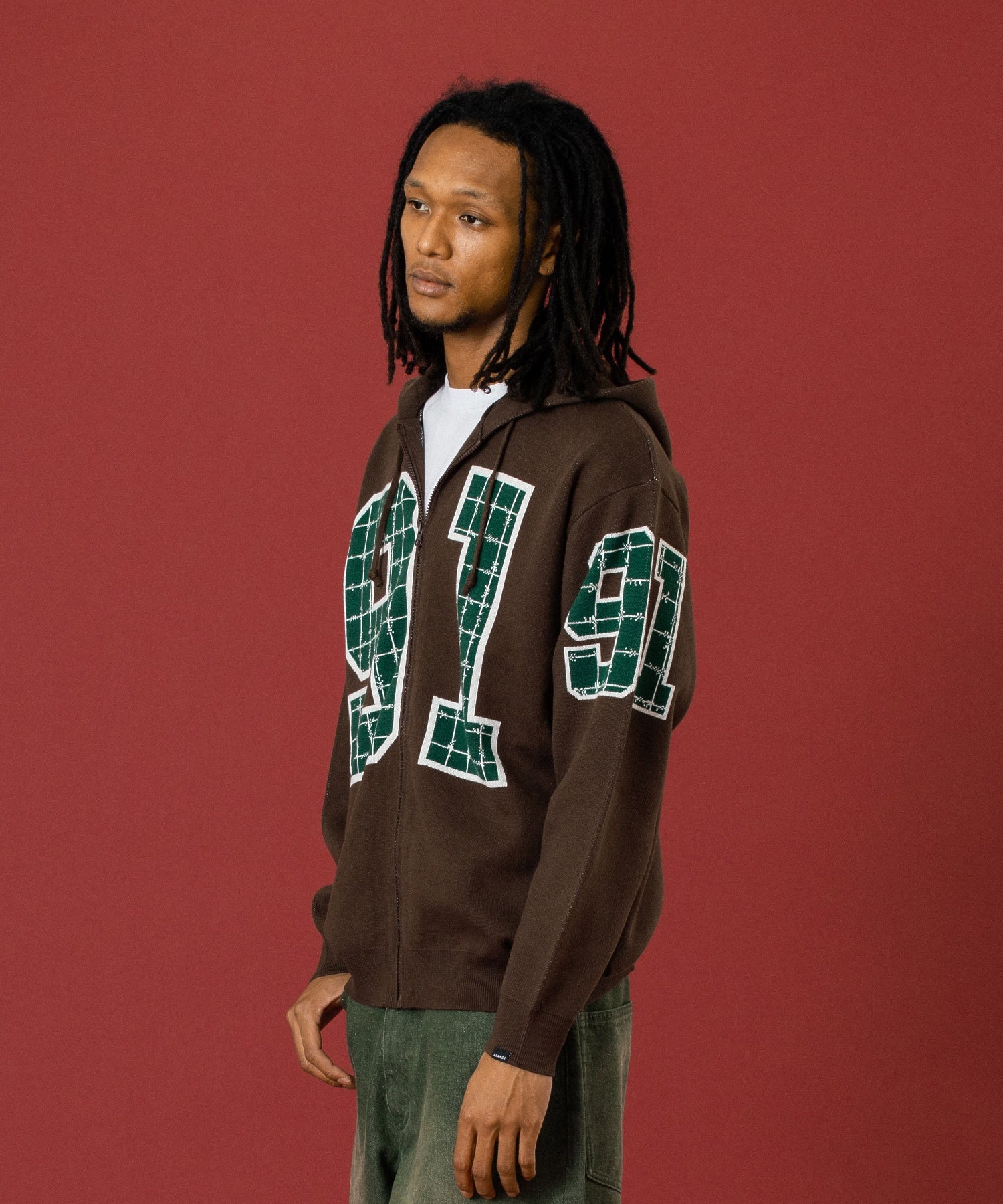 JACQUARD BARBED WIRE ZIP KNIT