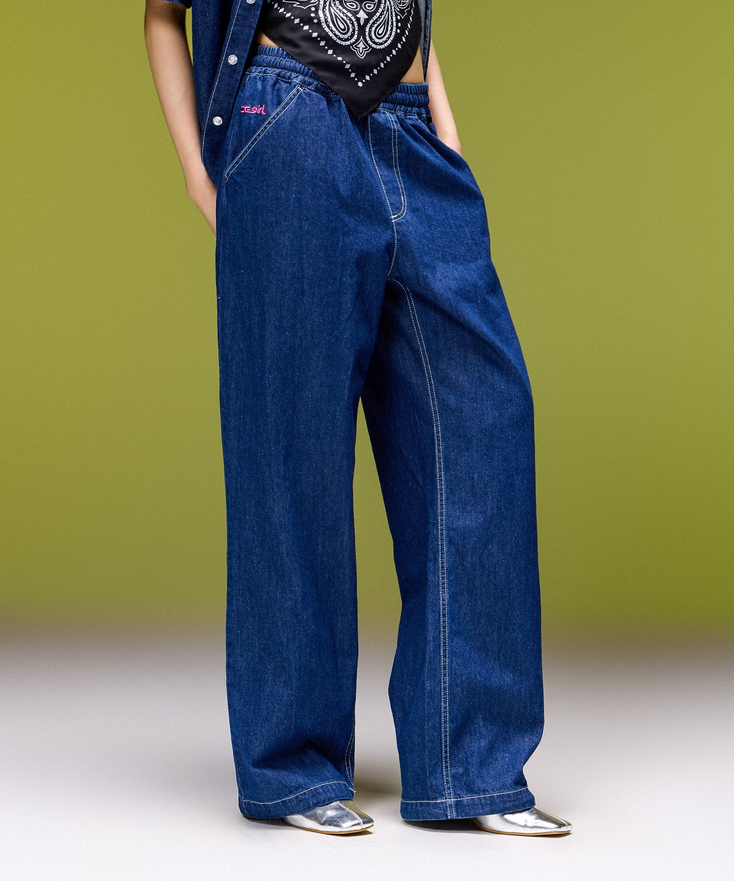 FACE LABEL POCKET EASY PANTS