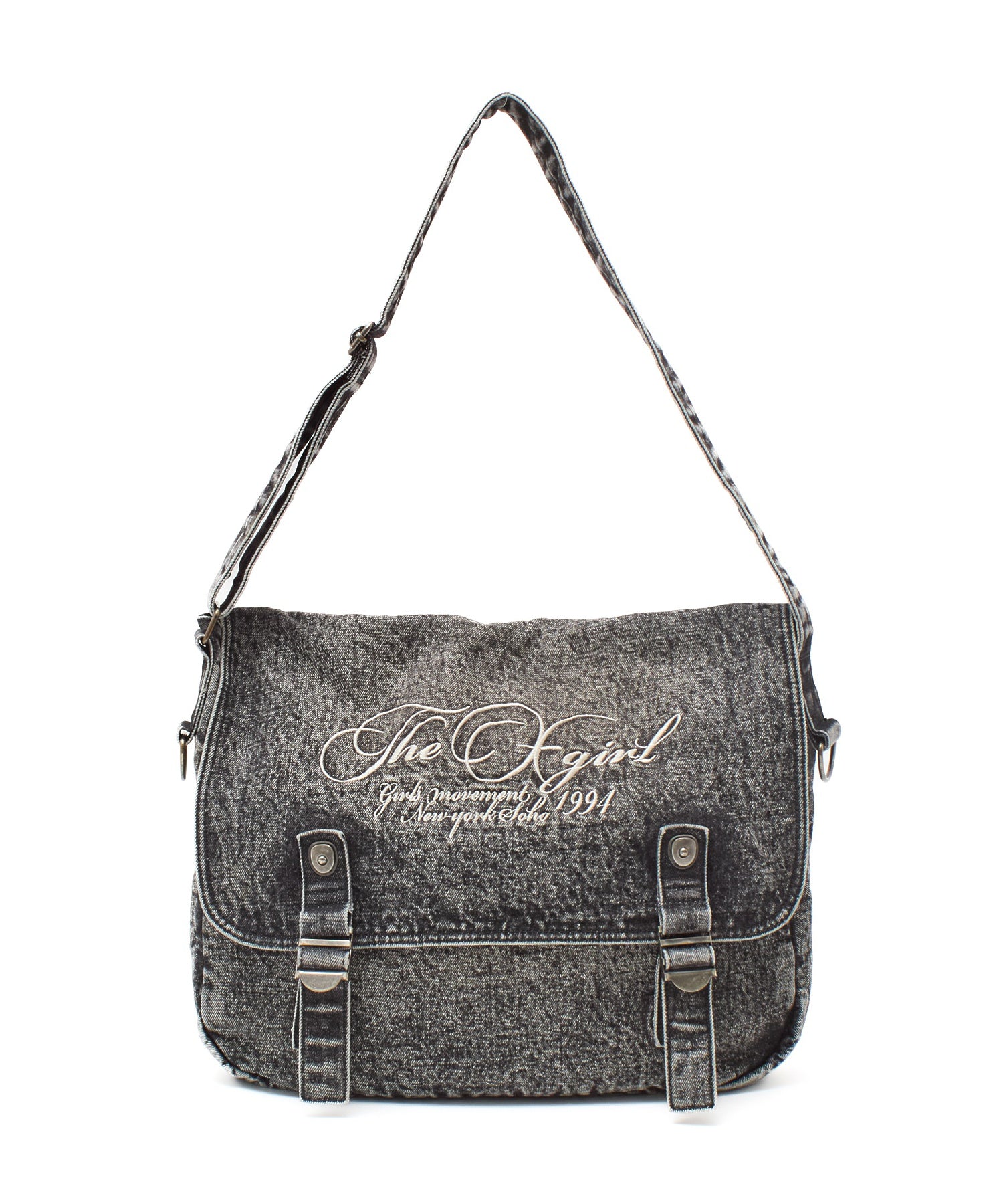 SCRIPT LOGO DENIM SHOULDER BAG
