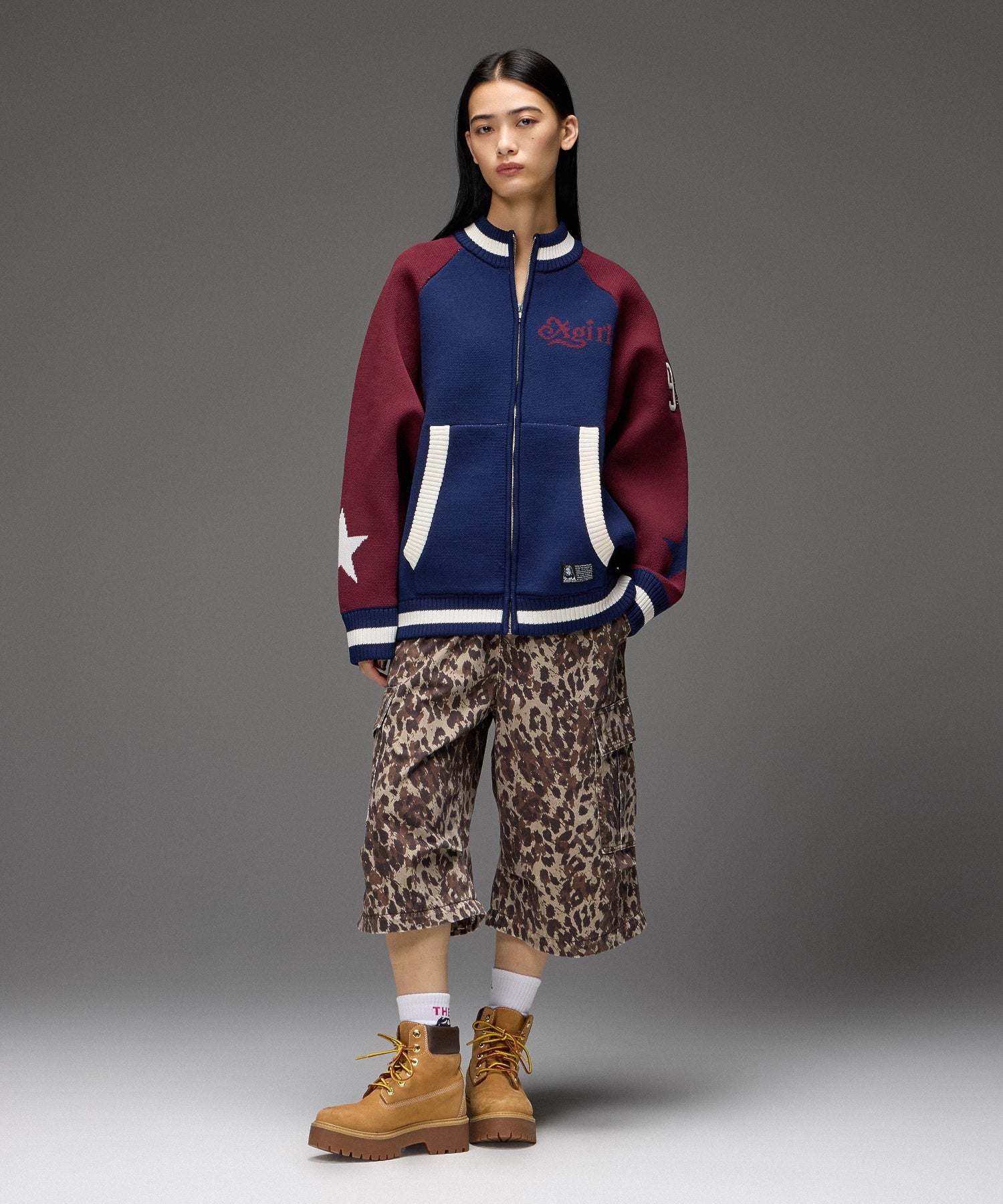 PATCH AND JACQUARD STADIUM KNIT JACKET
