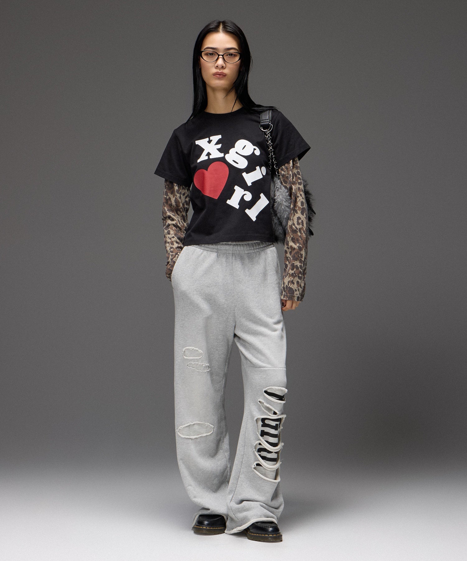 LAYERED DISTRESSED SWEATPANTS