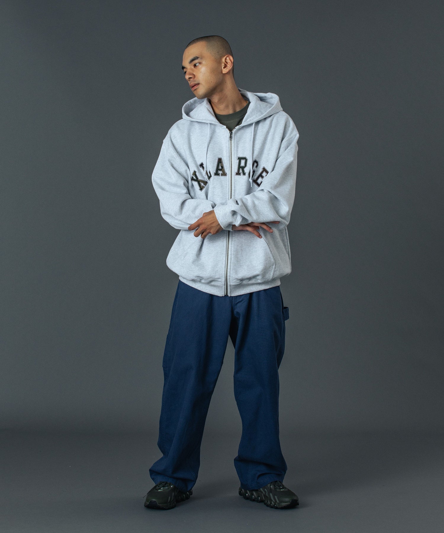 CAMO PATCH ZIP UP HOODED SWEATSHIRT