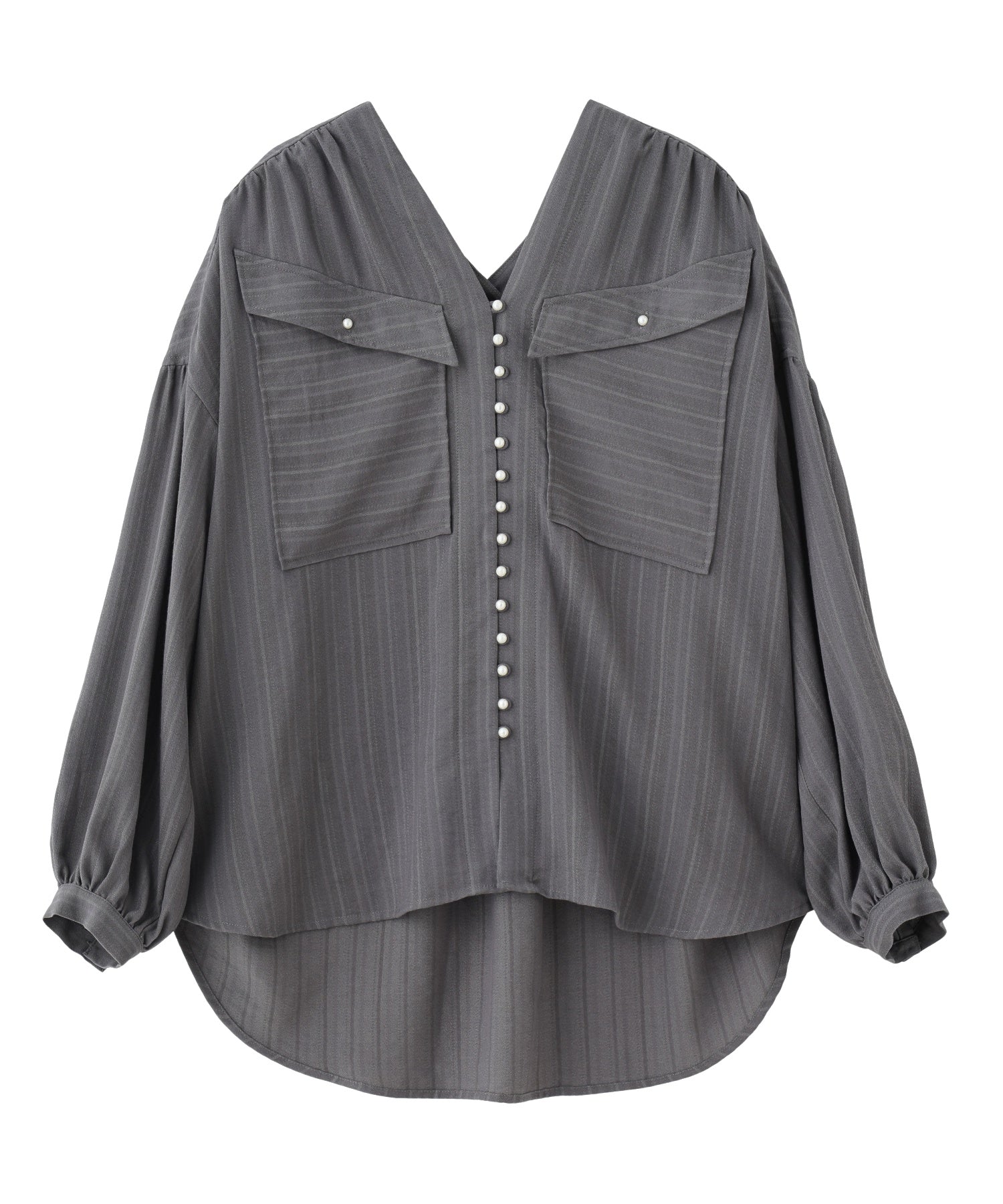 GENE HEAVENS/COTTON PEARL BUTTON V NECKＳHIRT