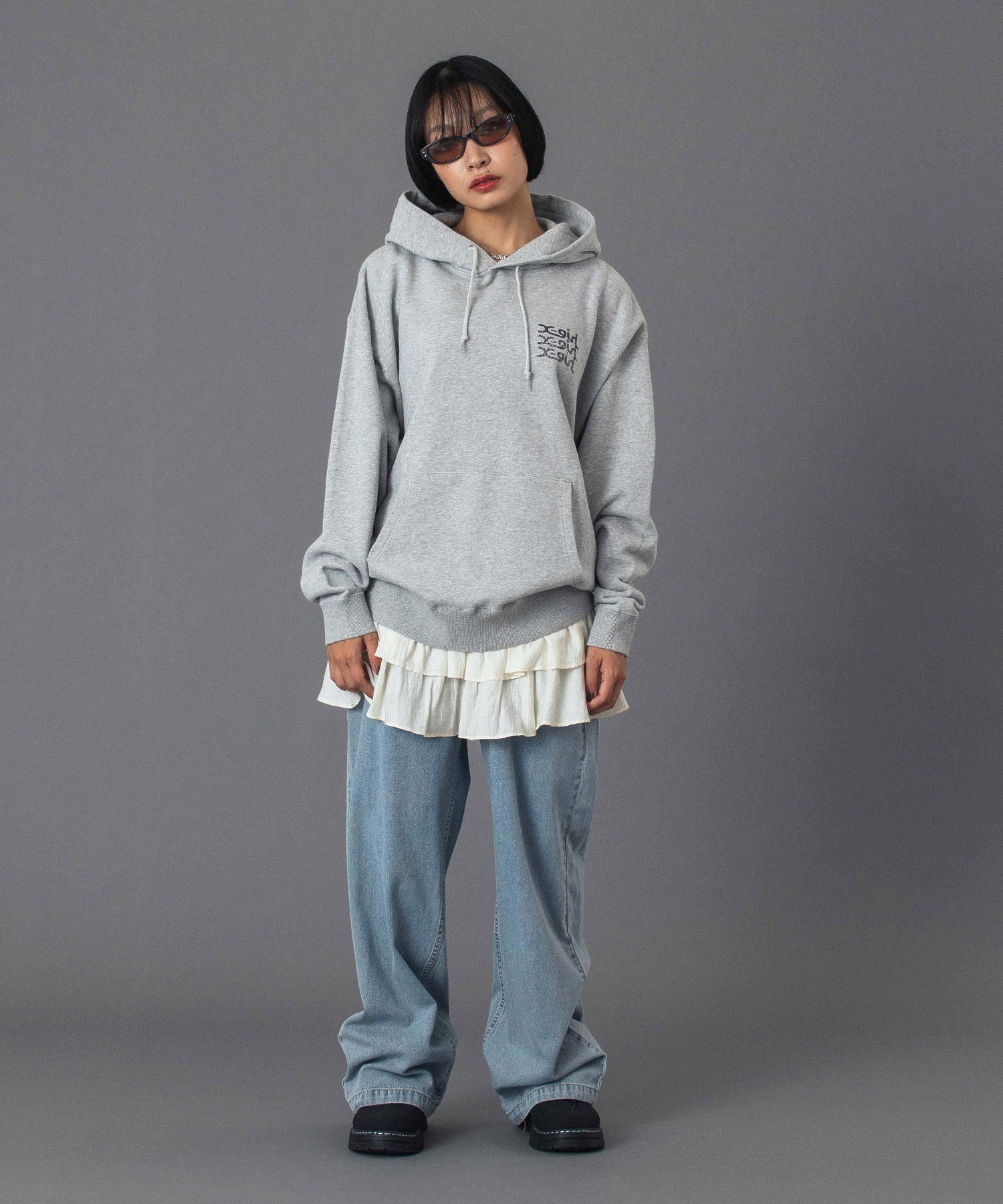 GEOMETRIC MILLS LOGO SWEAT HOODIE