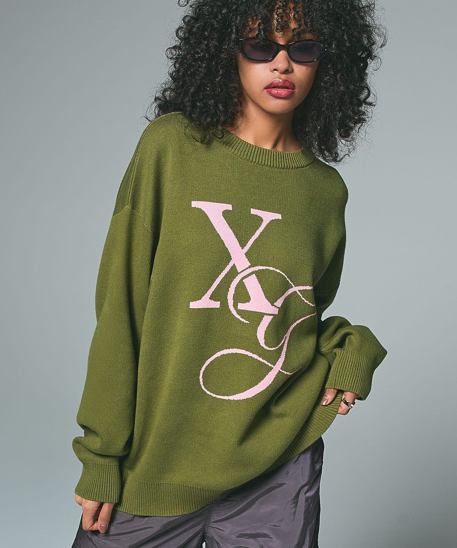 XG MONOGRAM LOGO JACQUARD KNIT TOP