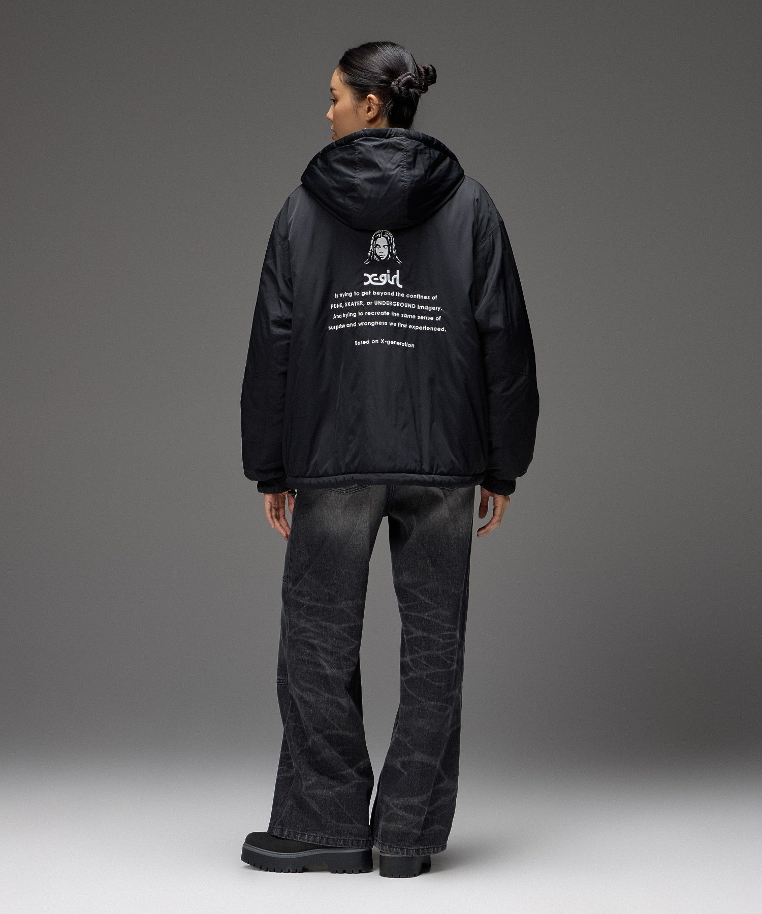 FACE EMBROIDERED PATCH REVERSIBLE JACKET