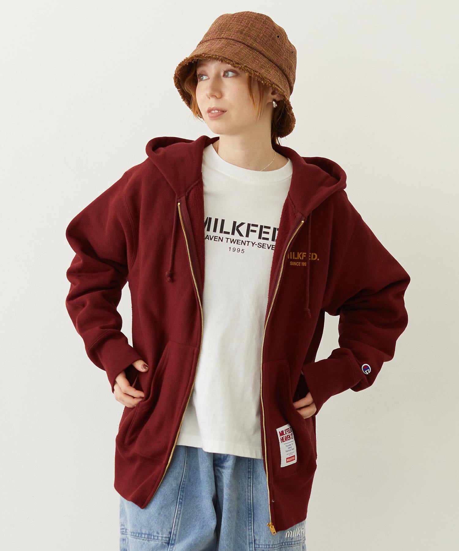 MILKFED. × CHAMPION SWEAT ZIP HOODIE