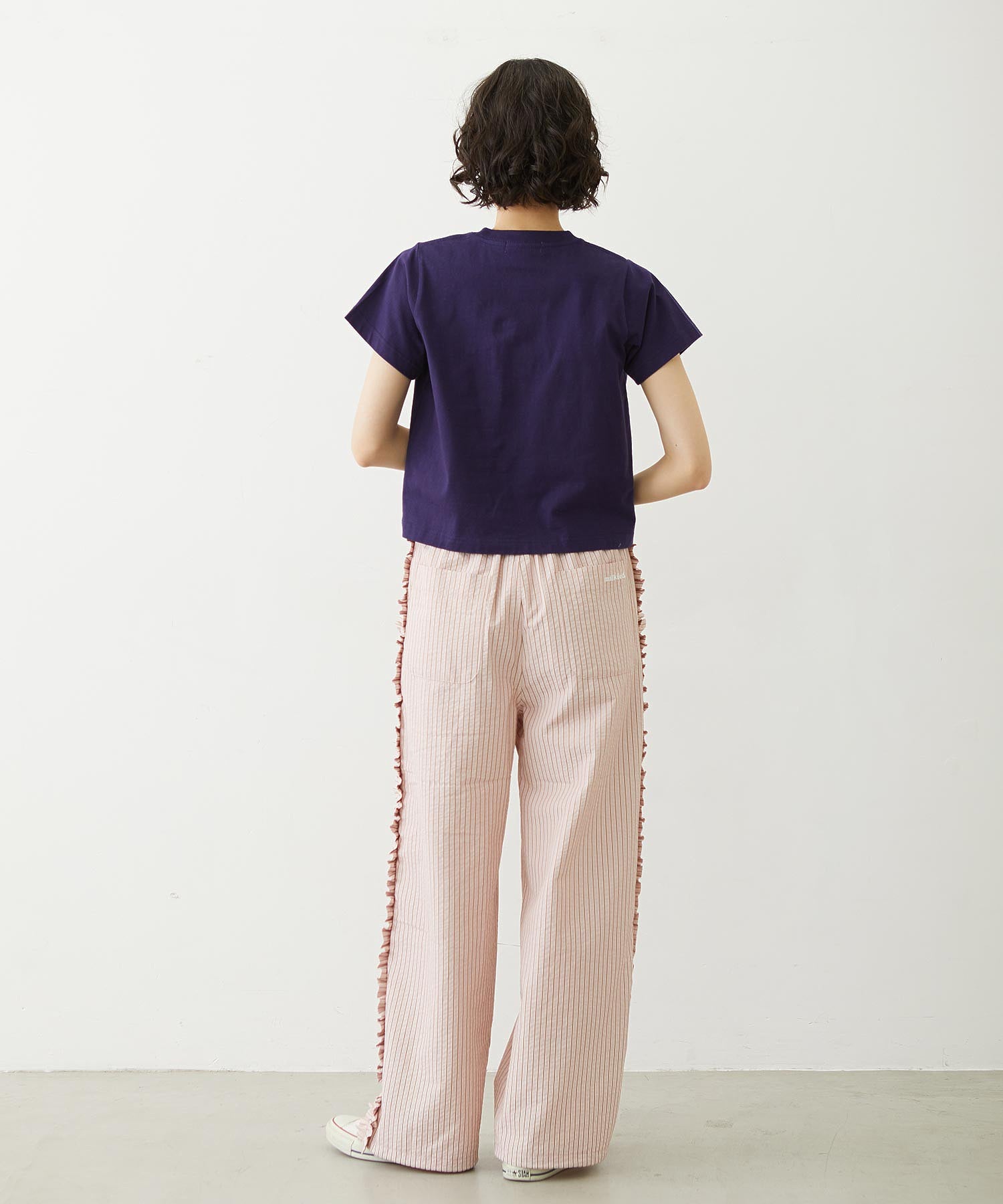 STRIPED RUFFLE PANTS
