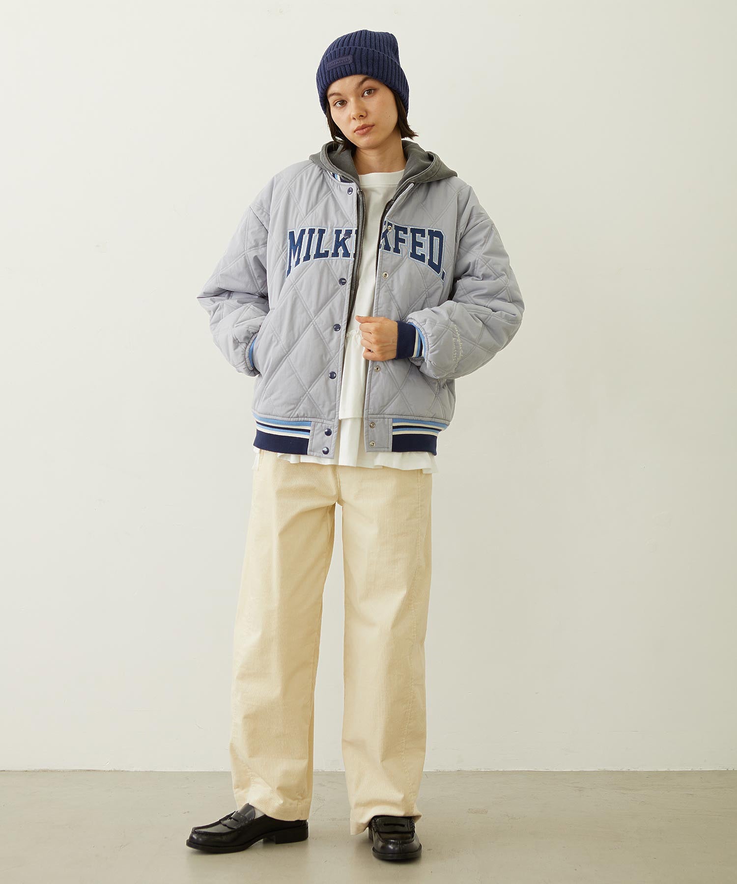 SATIN LOGO PATCH QUILTED JACKET