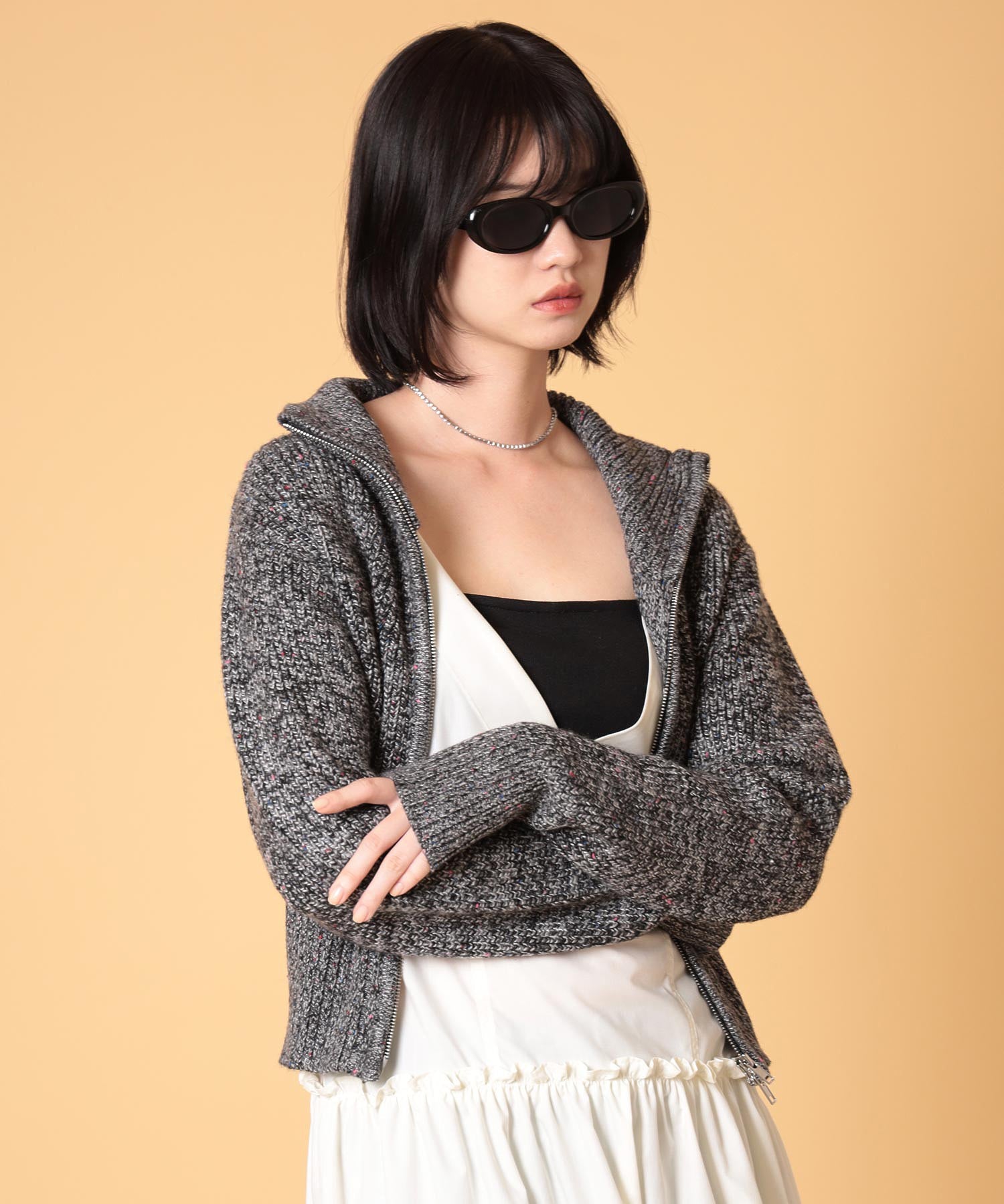 ネップジップアップセーター