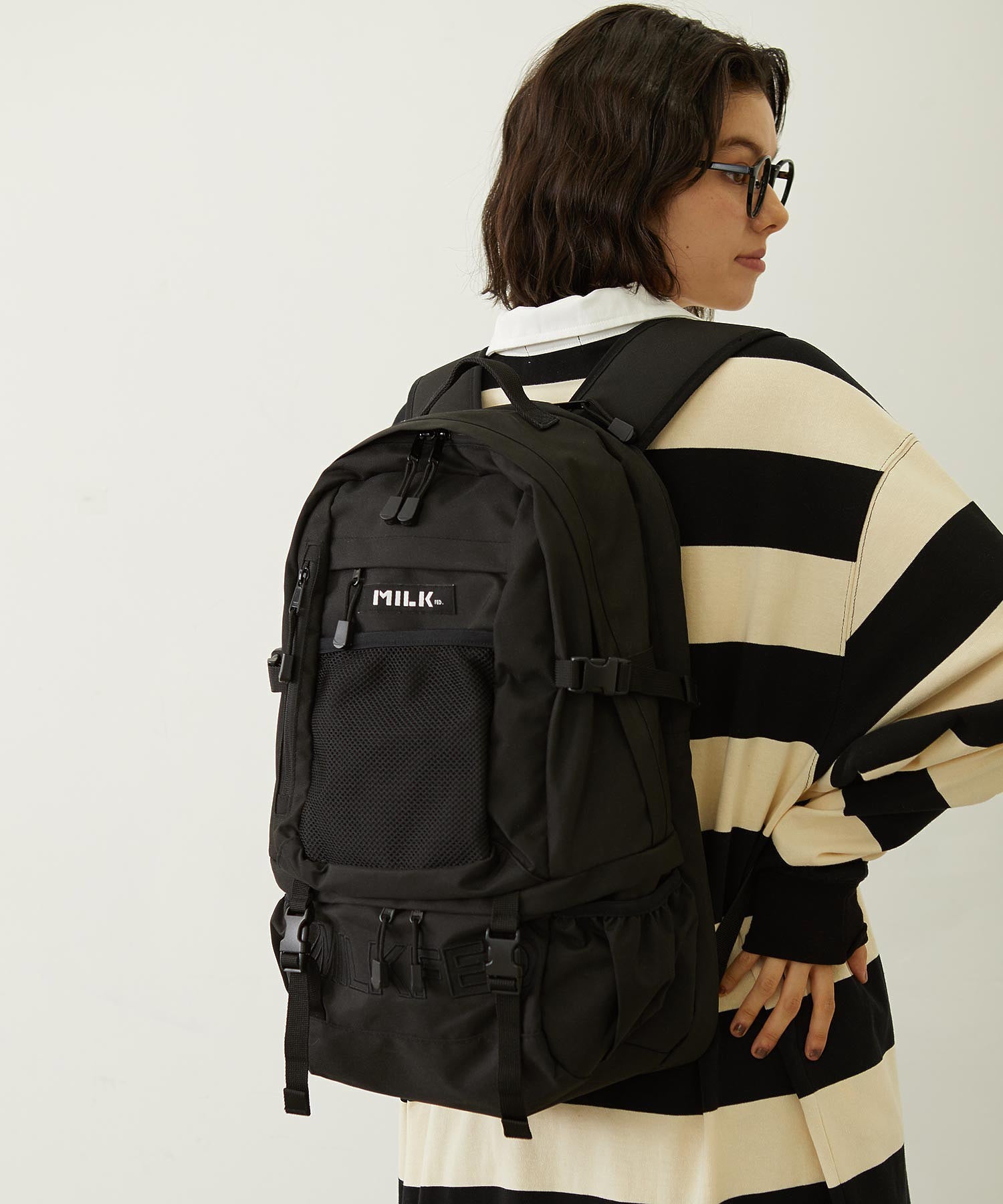 【定番】NEO EMBROIDERY BIG BACKPACK BAR MILKFED.
