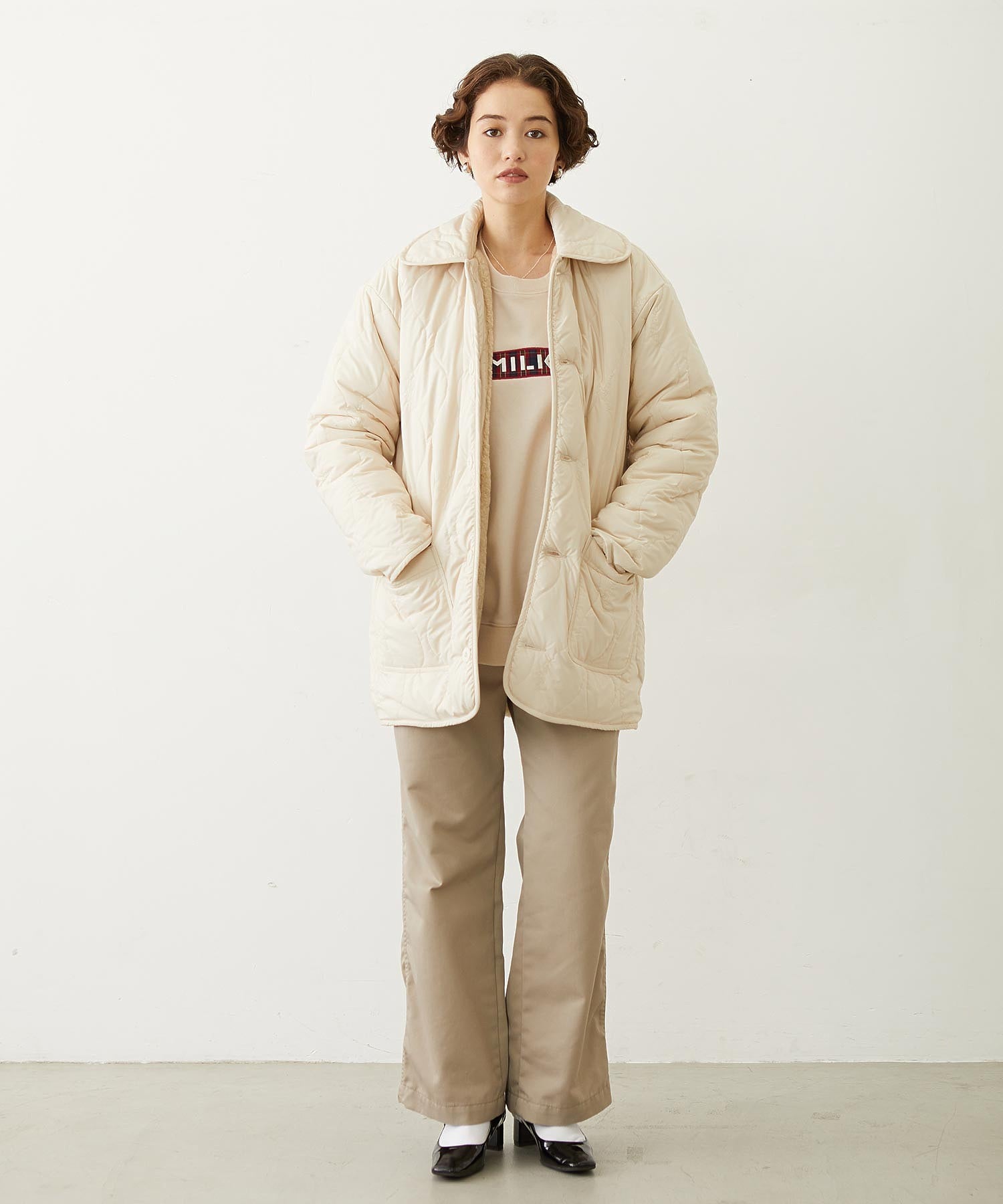REVERSIBLE QUILTED LOGO LONG COAT
