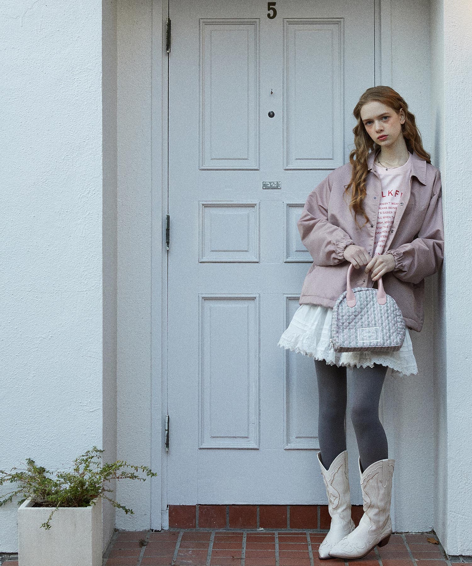 STRIPED FLOWER QUILTED BAG