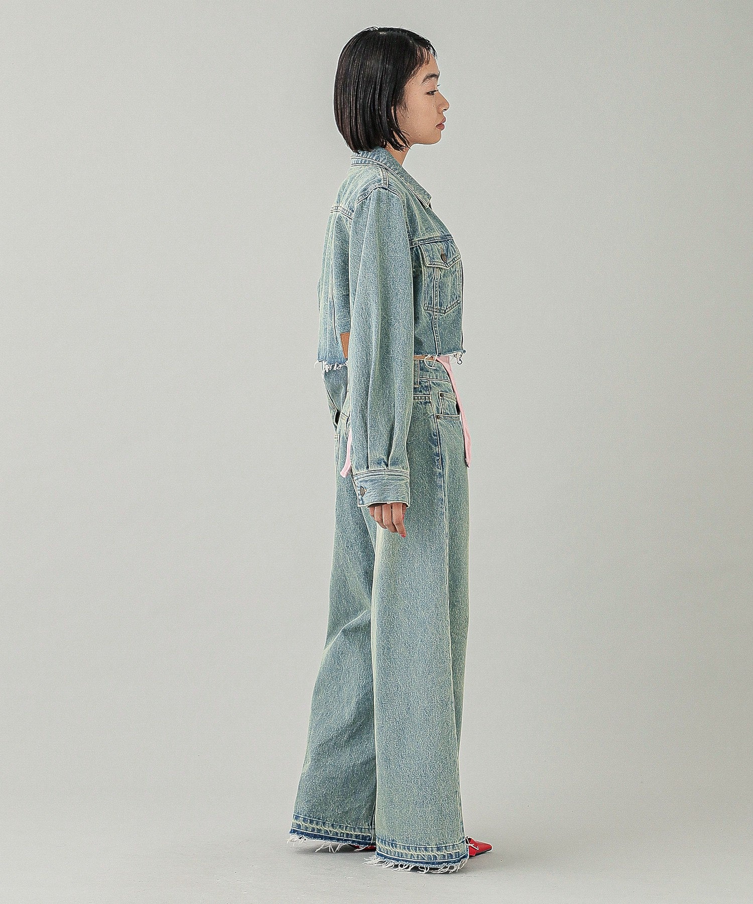 LOW RISE OVERDYED DENIM PANTS