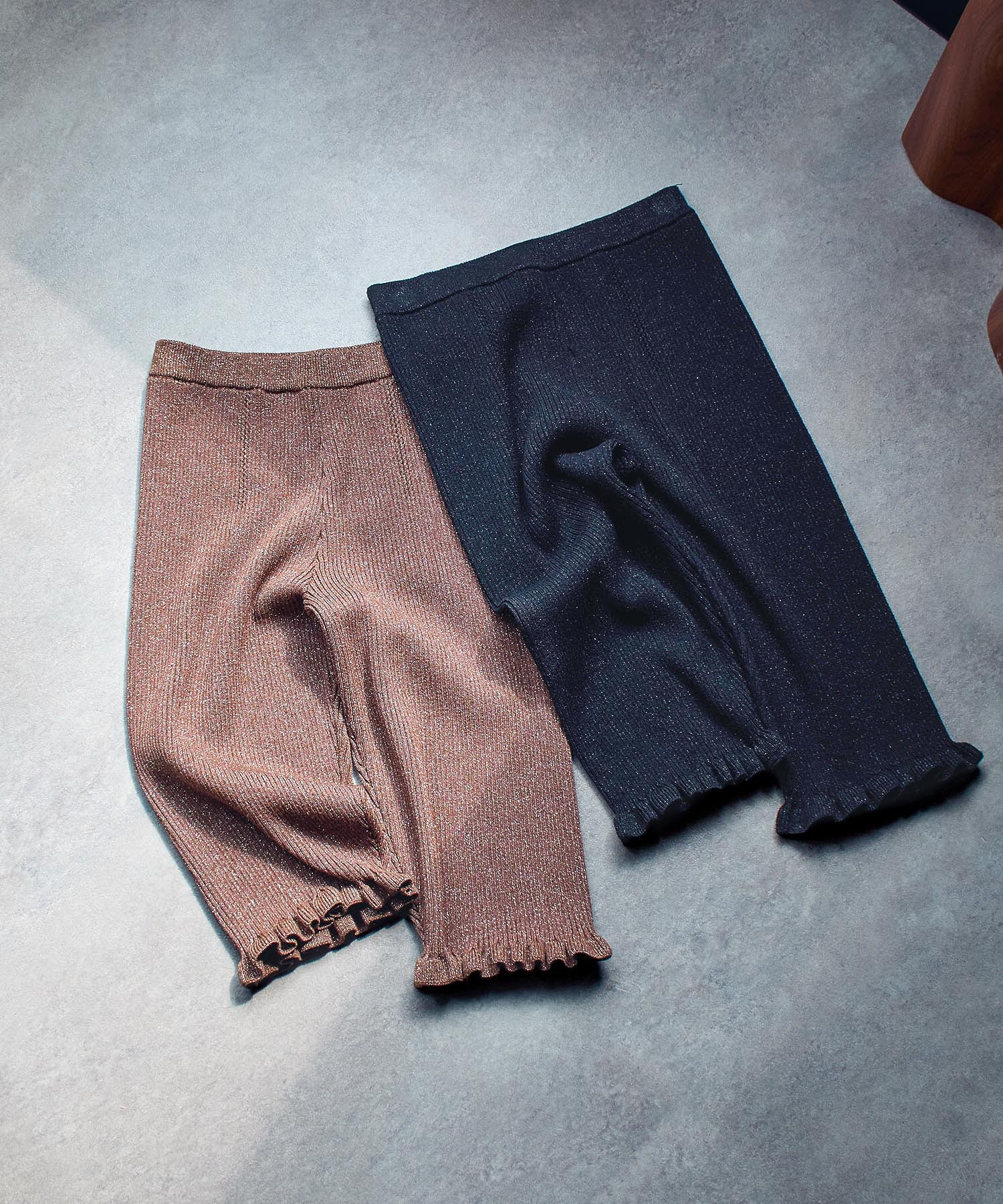 CREOLME/LAME KNIT HALF PANTS