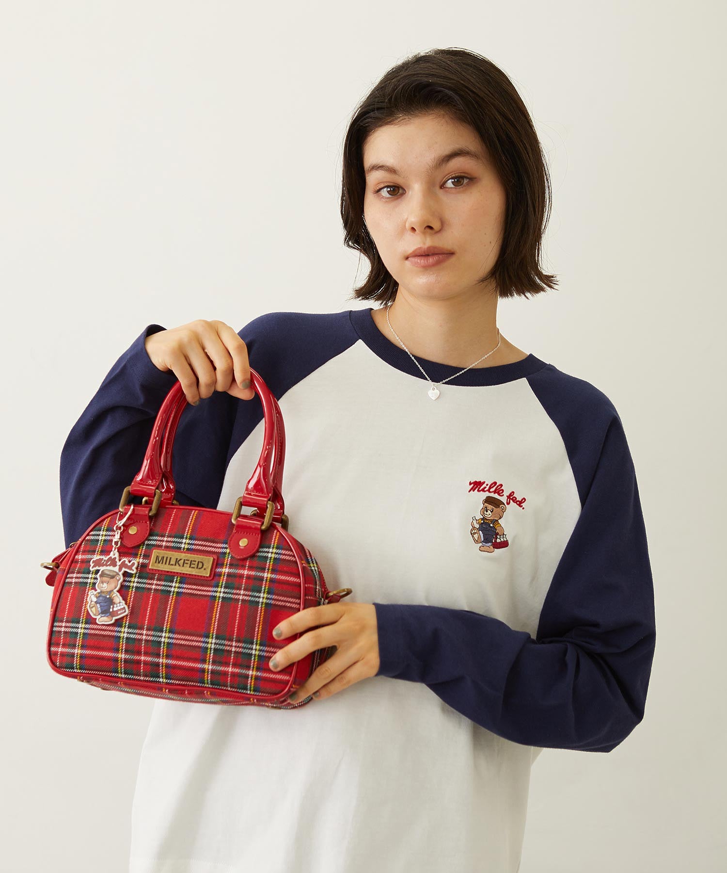 PLAID PATTERN BOSTON BAG