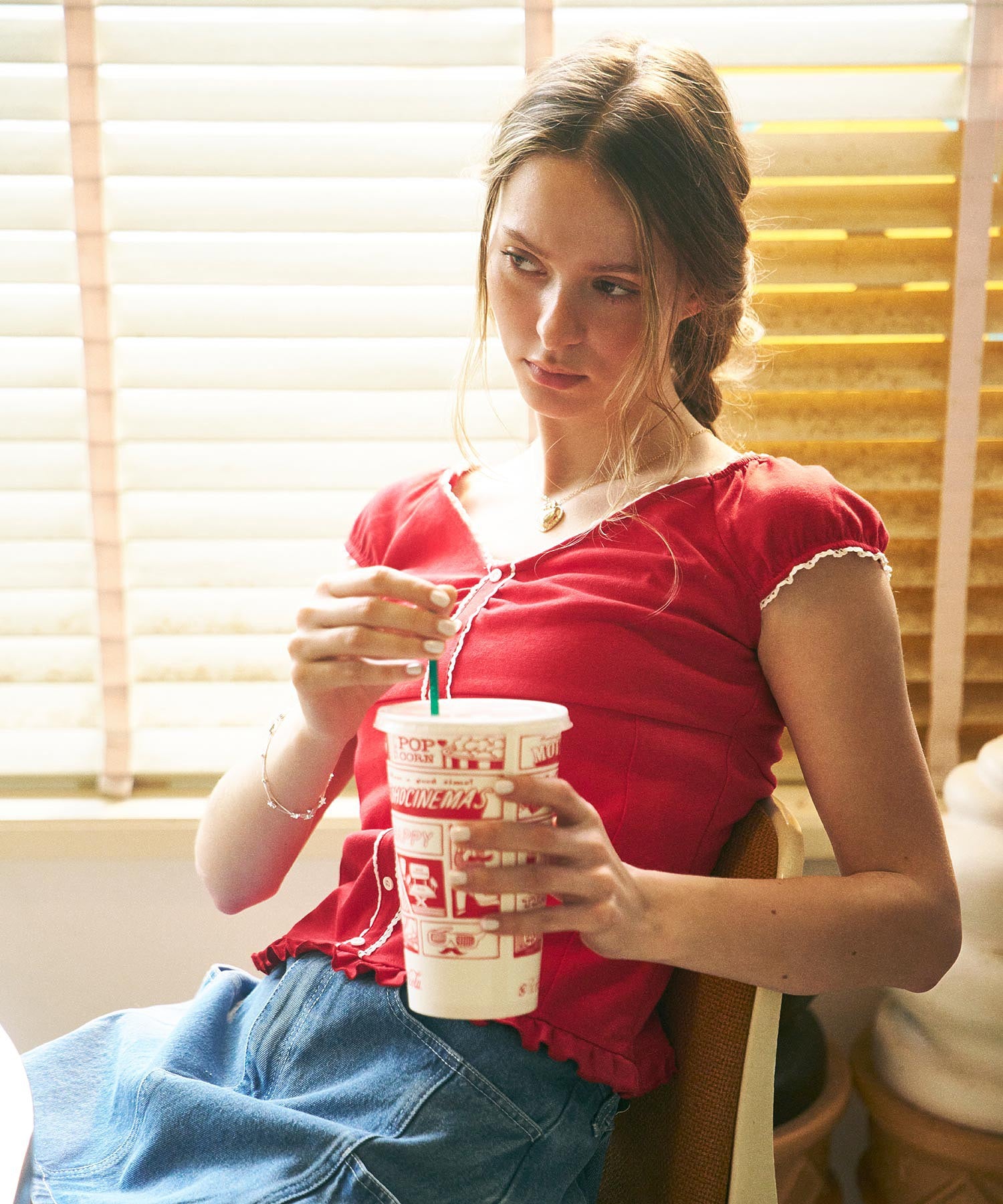 PANELED POCKET DENIM MINI SKIRT