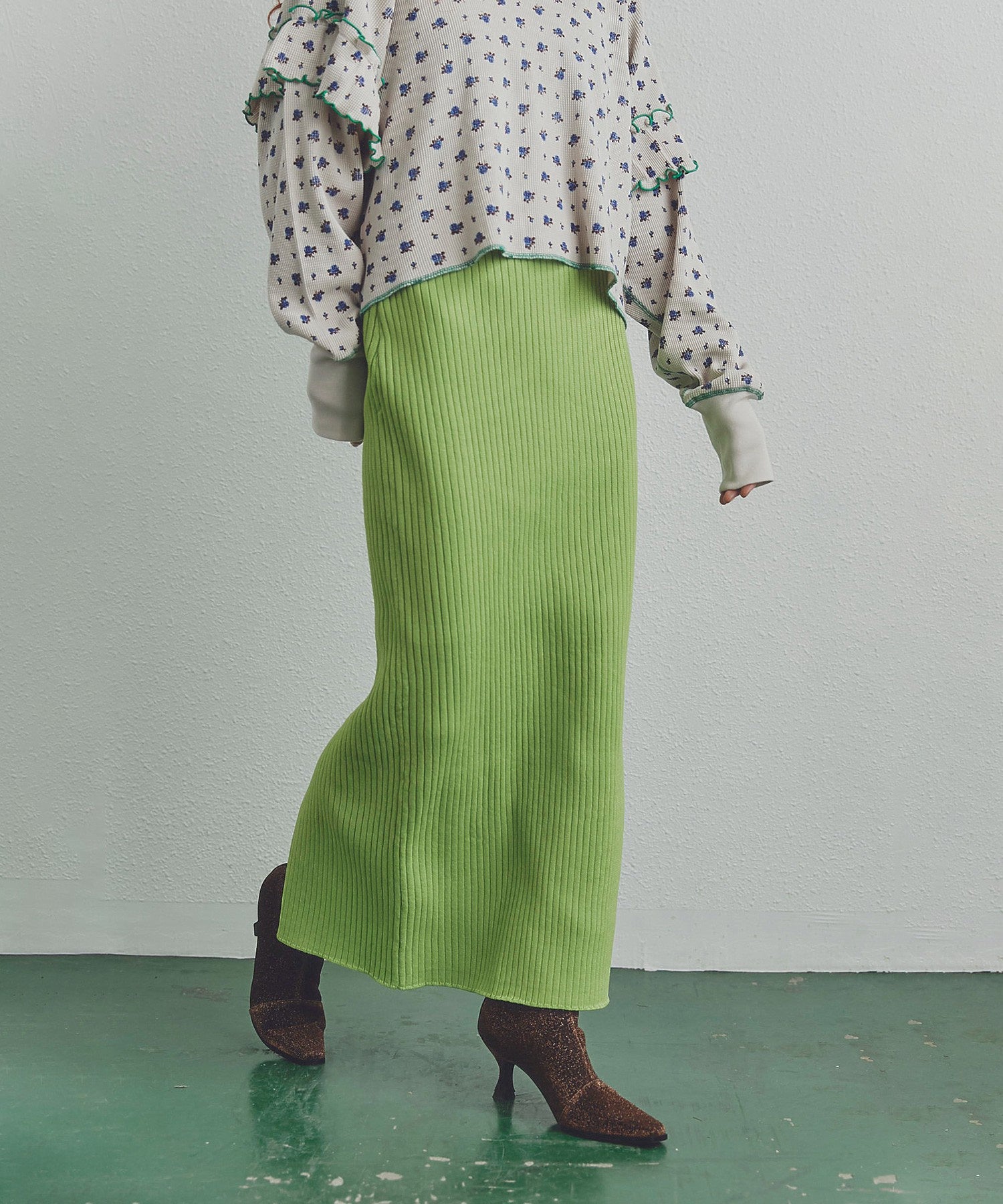 リブニットスカート