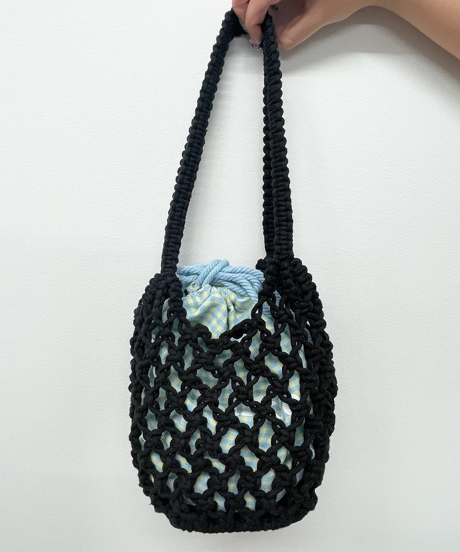 KNITTED GINGHAM BAG