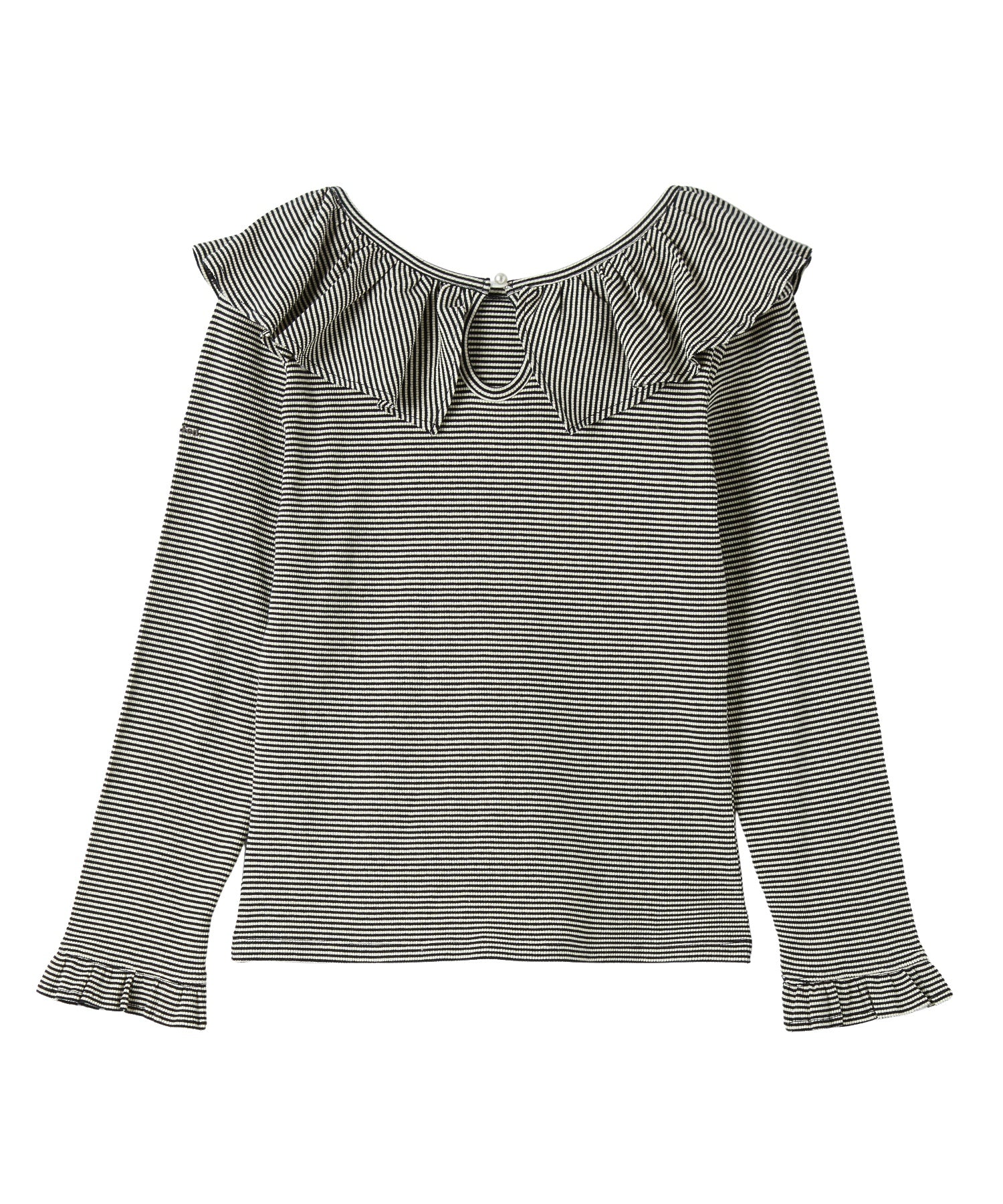 2WAY RUFFLE COLLAR STRIPED L/S TOP