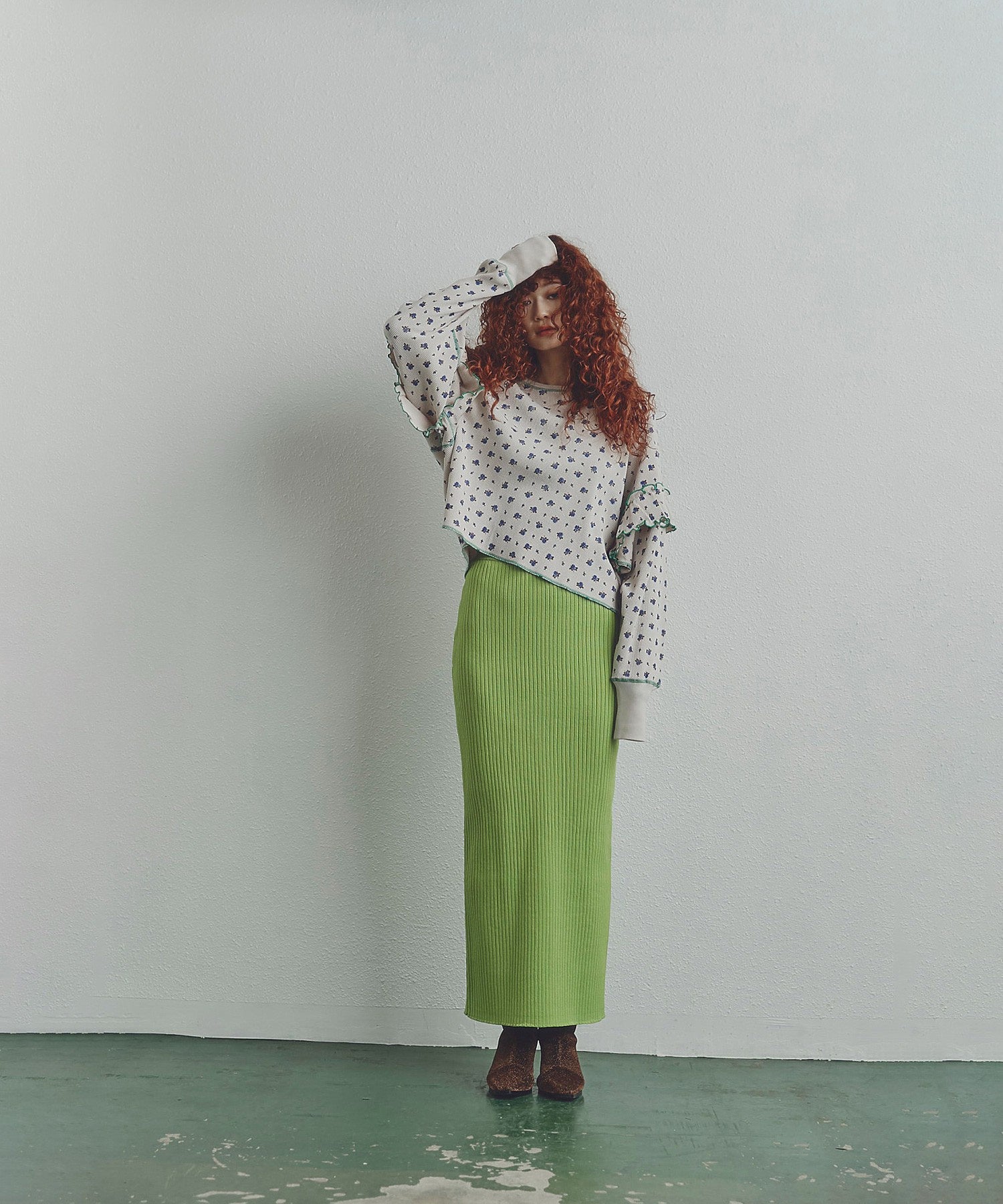 リブニットスカート