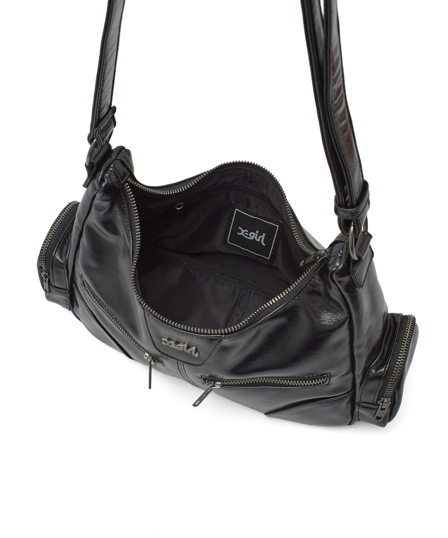 DOUBLE ZIP FAUX LEATHER BAG