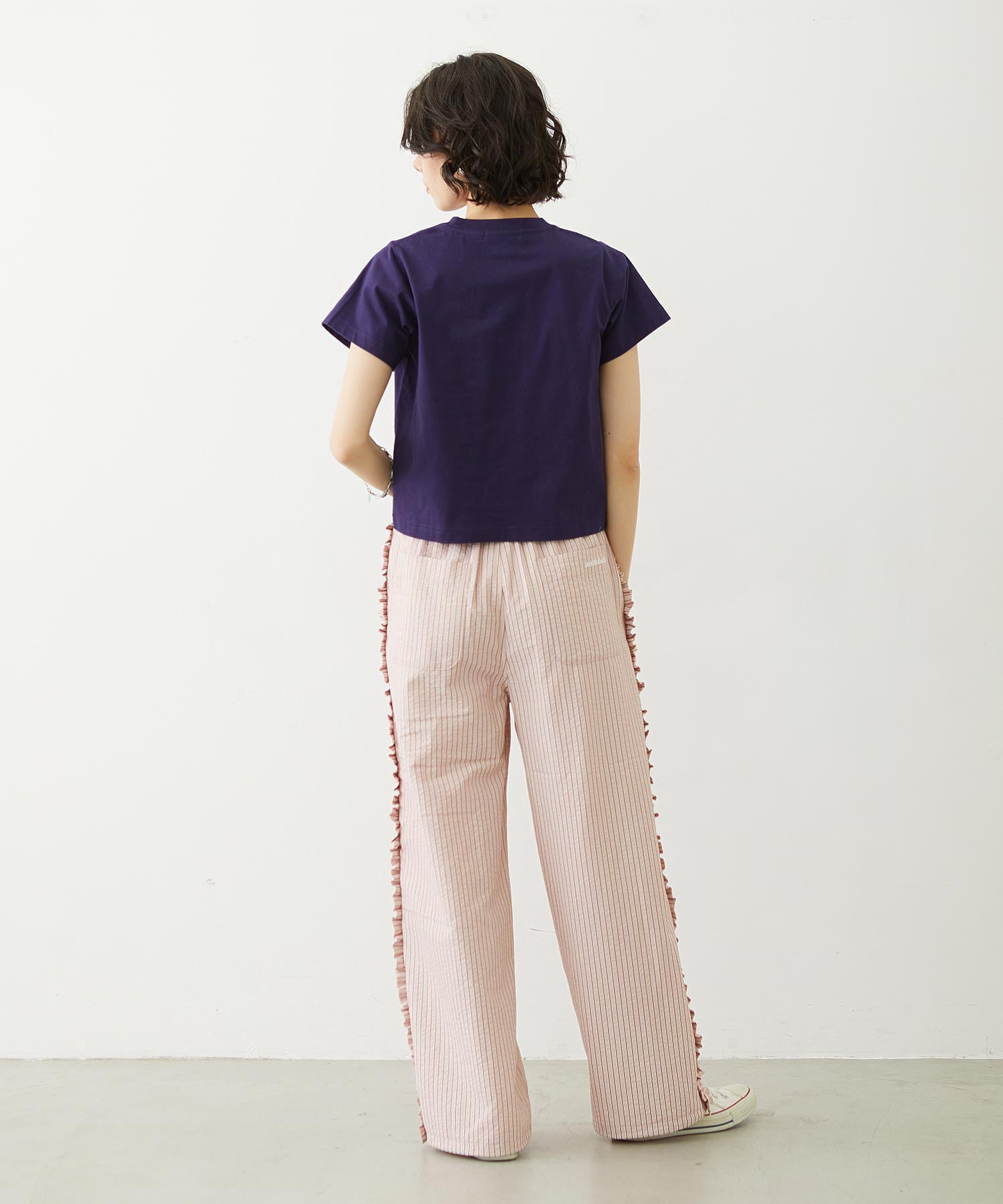 STRIPED RUFFLE PANTS