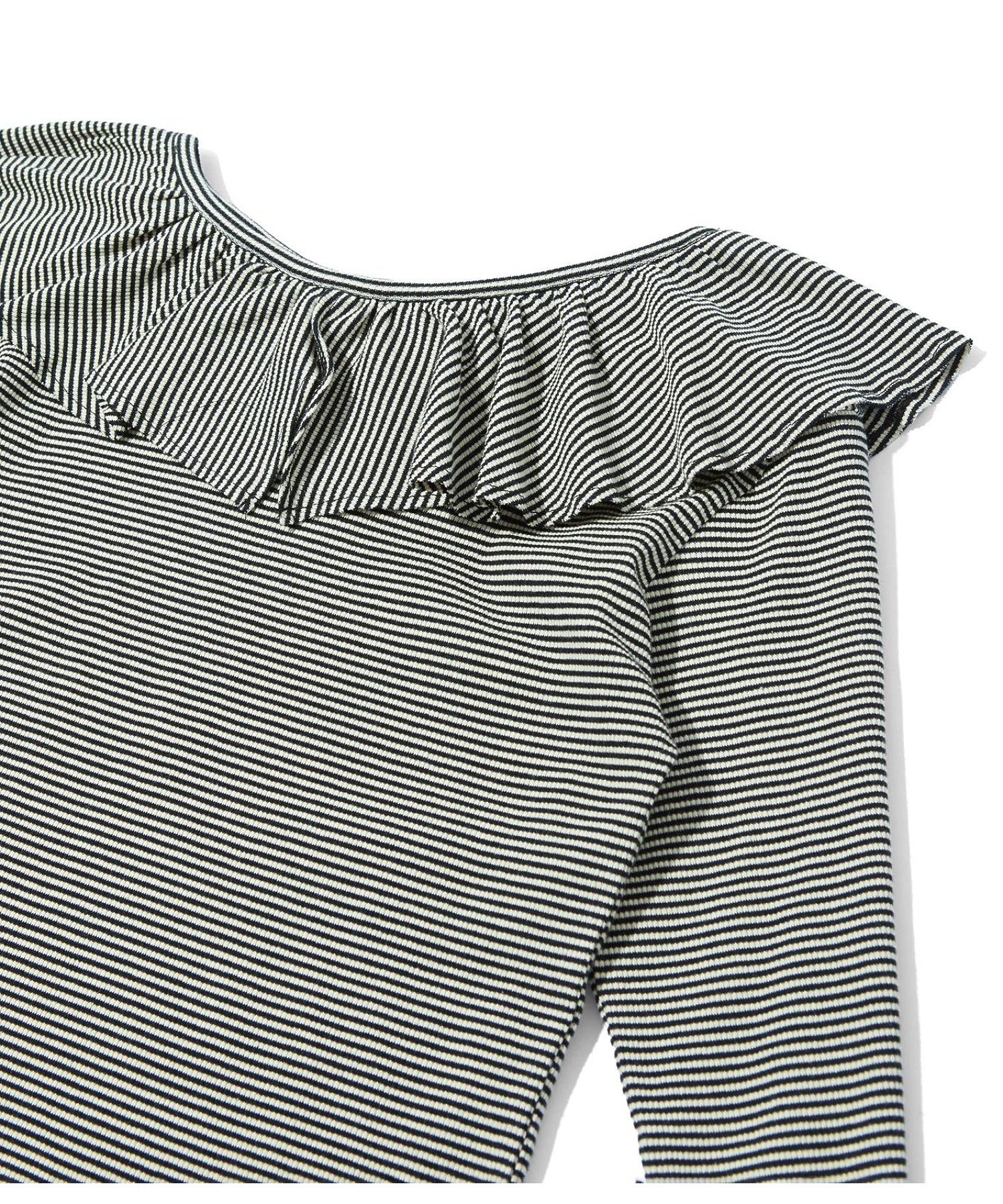 2WAY RUFFLE COLLAR STRIPED L/S TOP