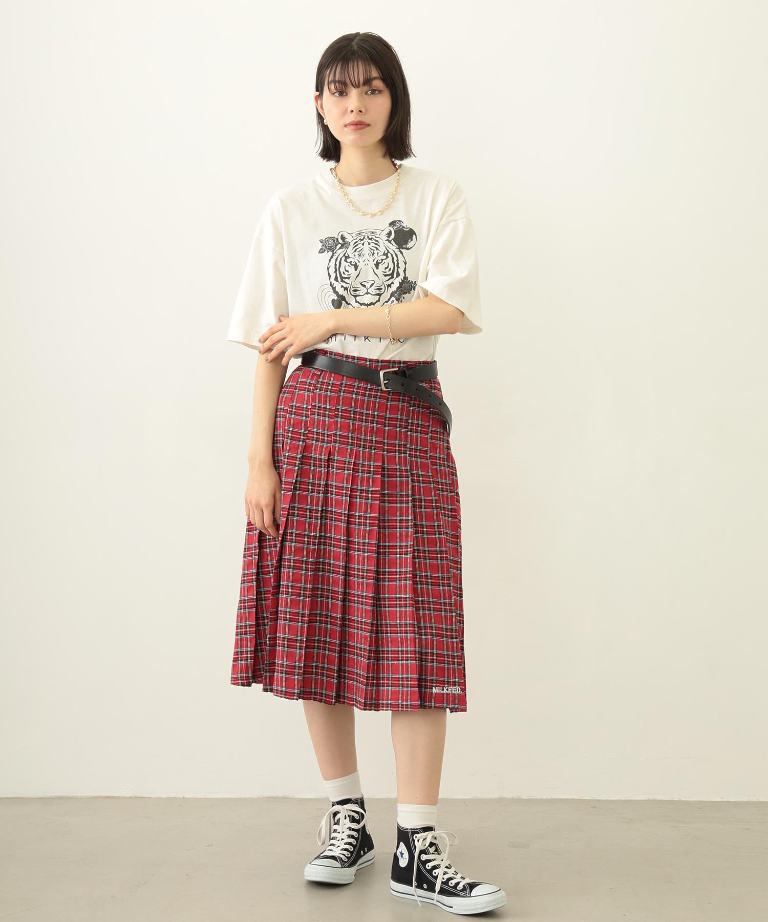 PLEATED PLAID SKIRT