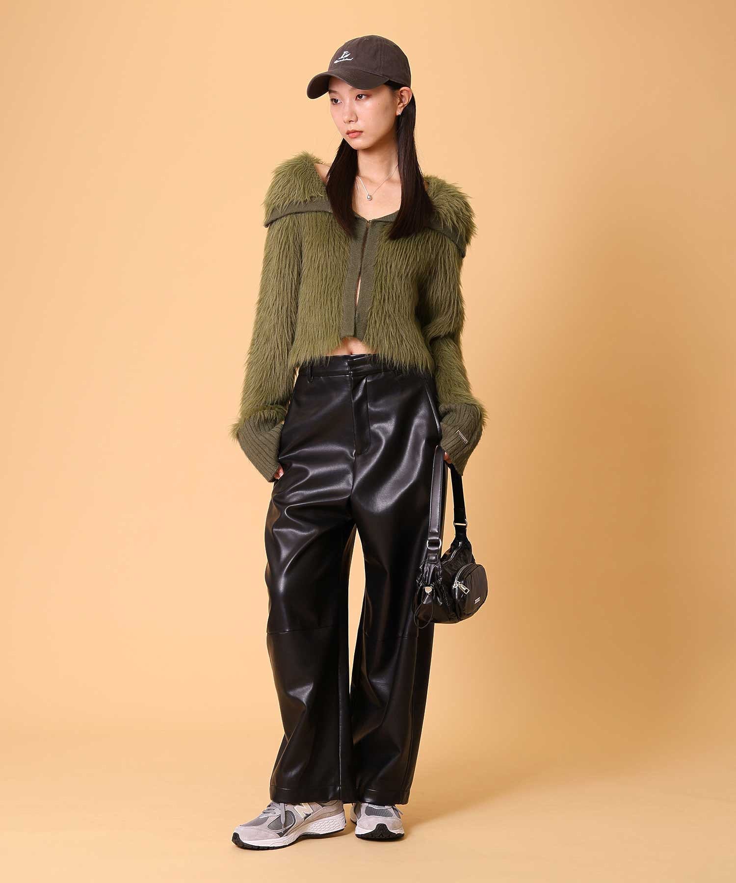 ビッグカラーシャギーニットカーディガン