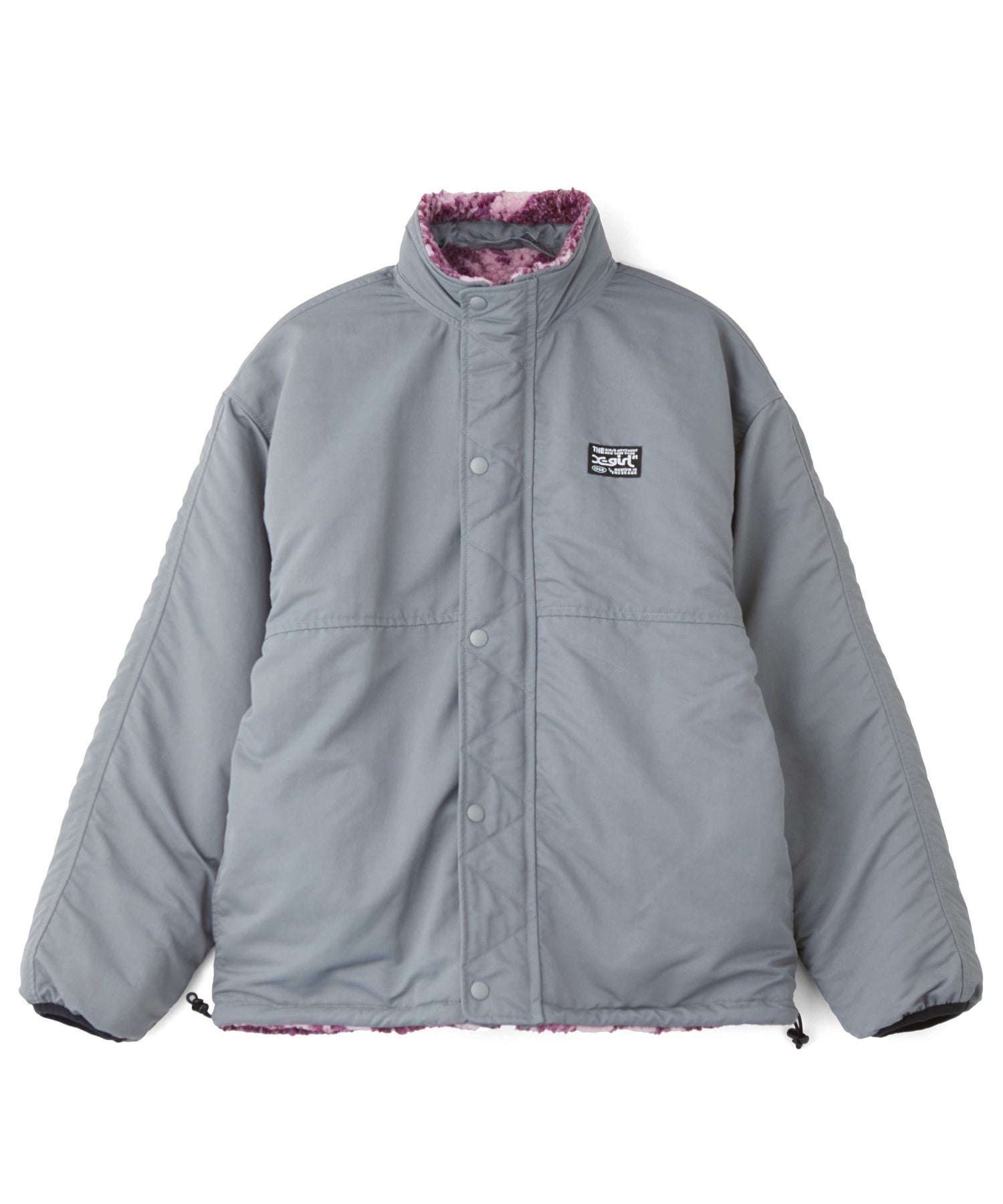 BRUSHED COLLAGE GRAPHIC REVERSIBLE BOA BLOUSON